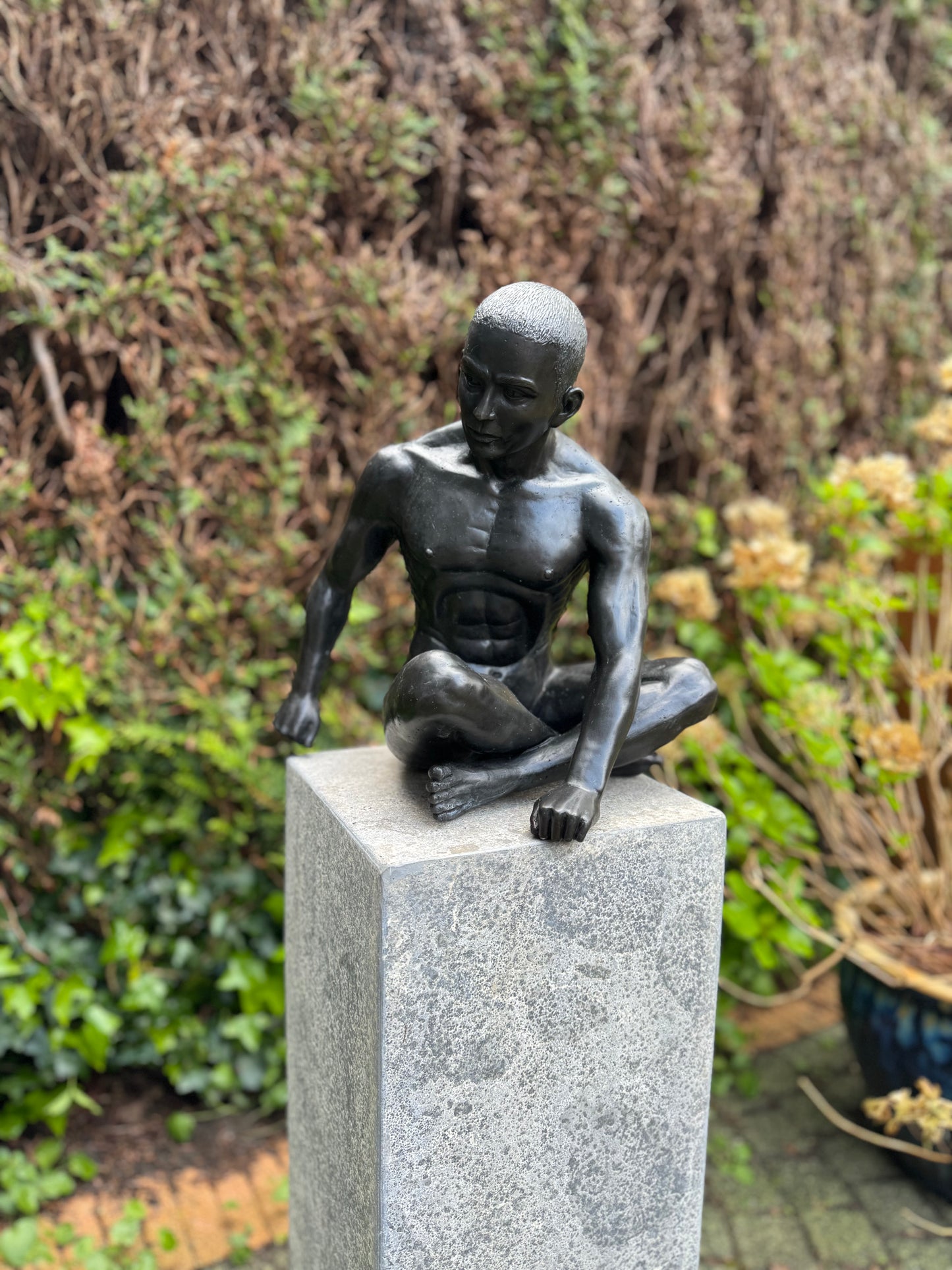 Resting Male Figure – Bronze Sculpture. 35x25x36cm - 4Kg