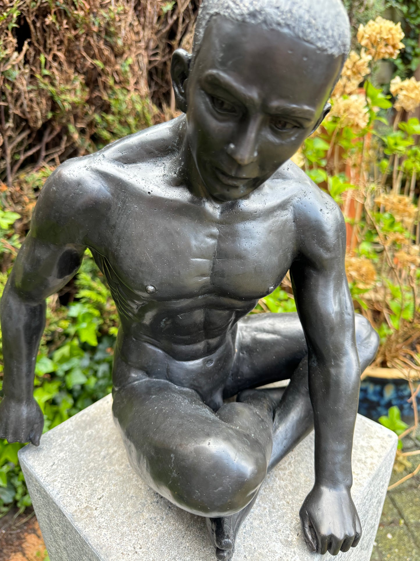 Resting Male Figure – Bronze Sculpture. 35x25x36cm - 4Kg