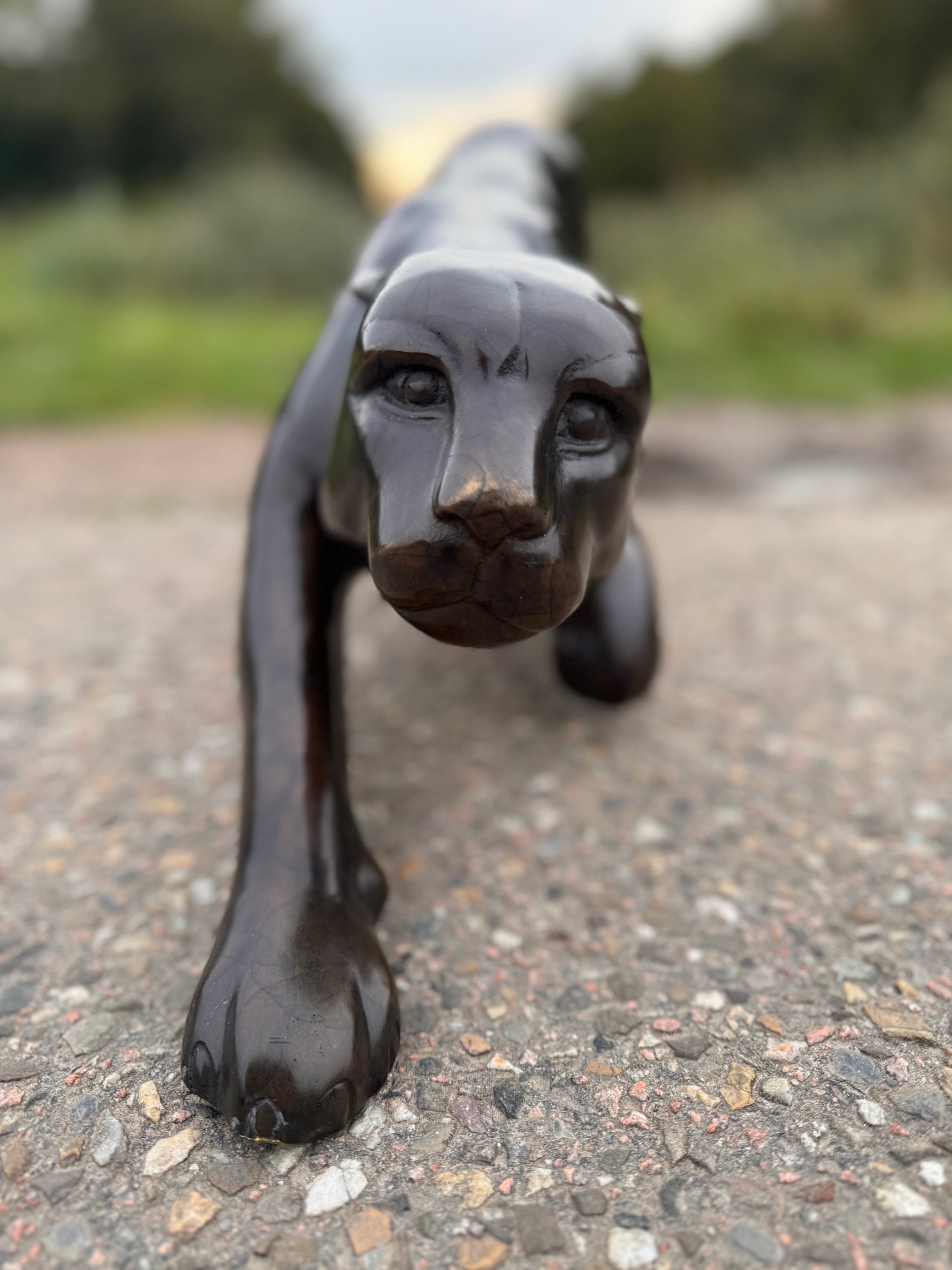 Stretching Panther – Bronze Sculpture. 90x19x30cm - 12Kg