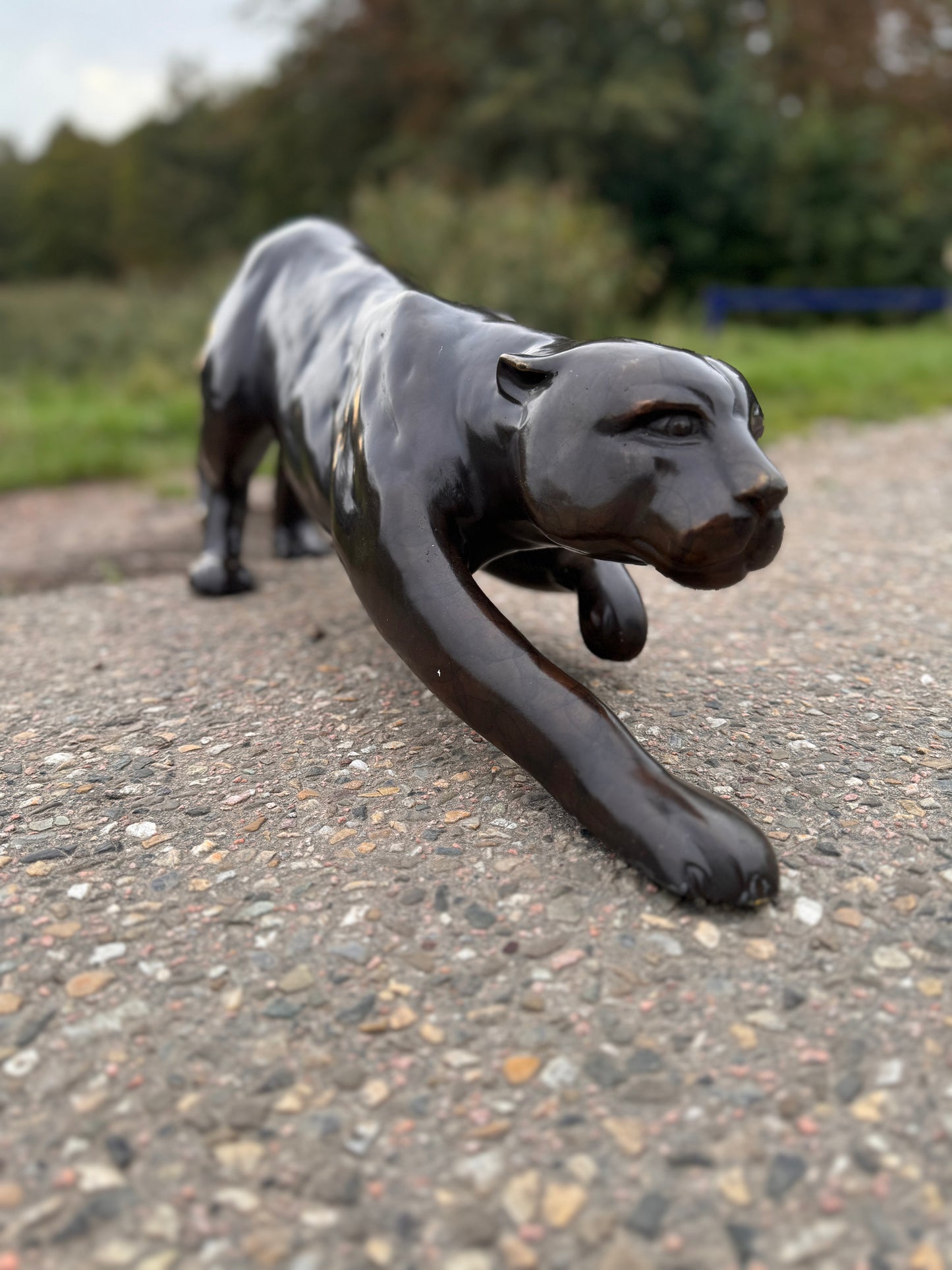 Stretching Panther – Bronze Sculpture. 90x19x30cm - 12Kg