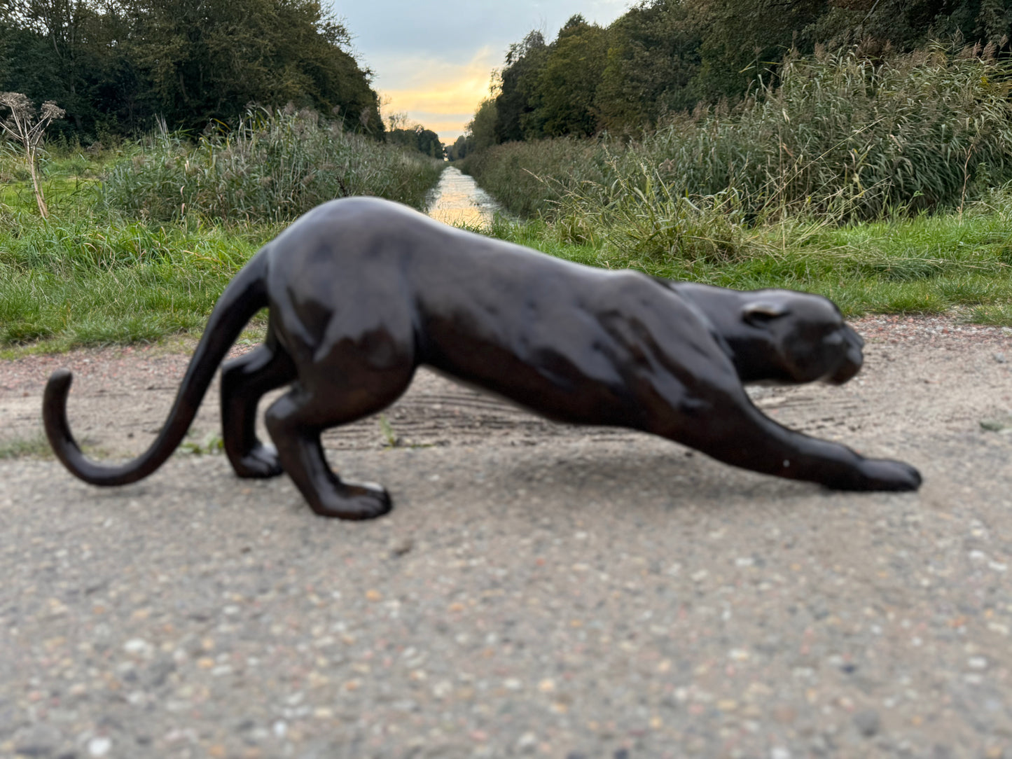 Stretching Panther – Bronze Sculpture. 90x19x30cm - 12Kg