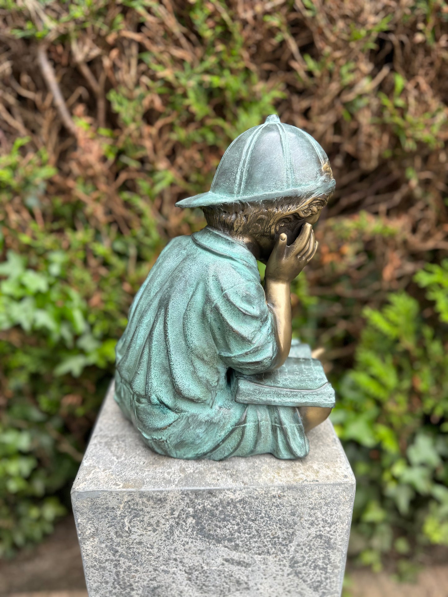 Boy Reading a Book – Bronze Sculpture. 25x24x29cm - 6.6Kg