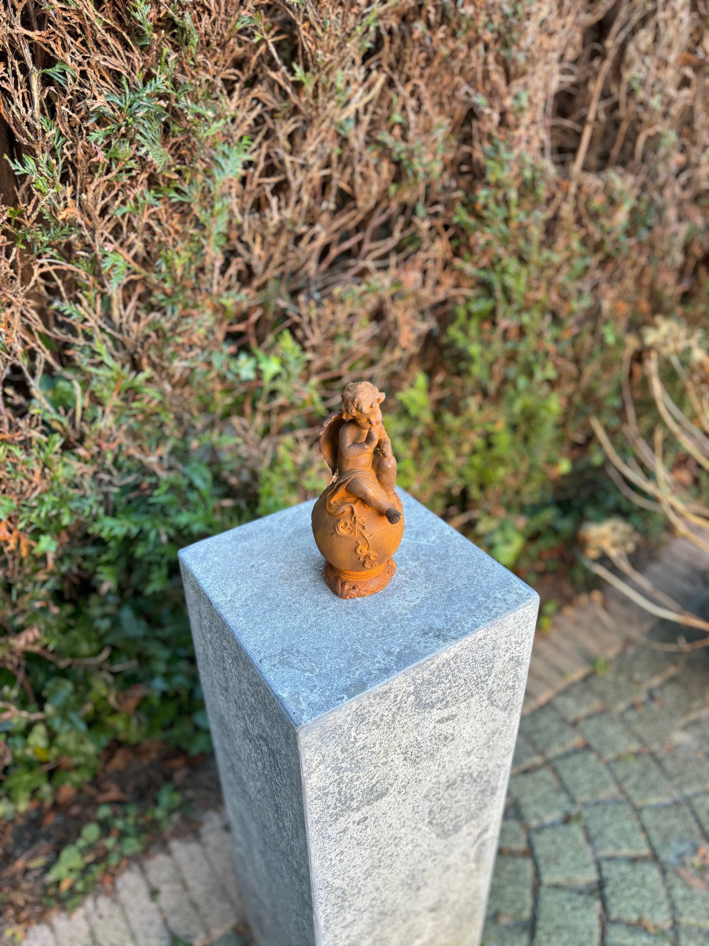 Angel on Sphere – Iron Sculpture. 10x8x9cm - 1.2Kg