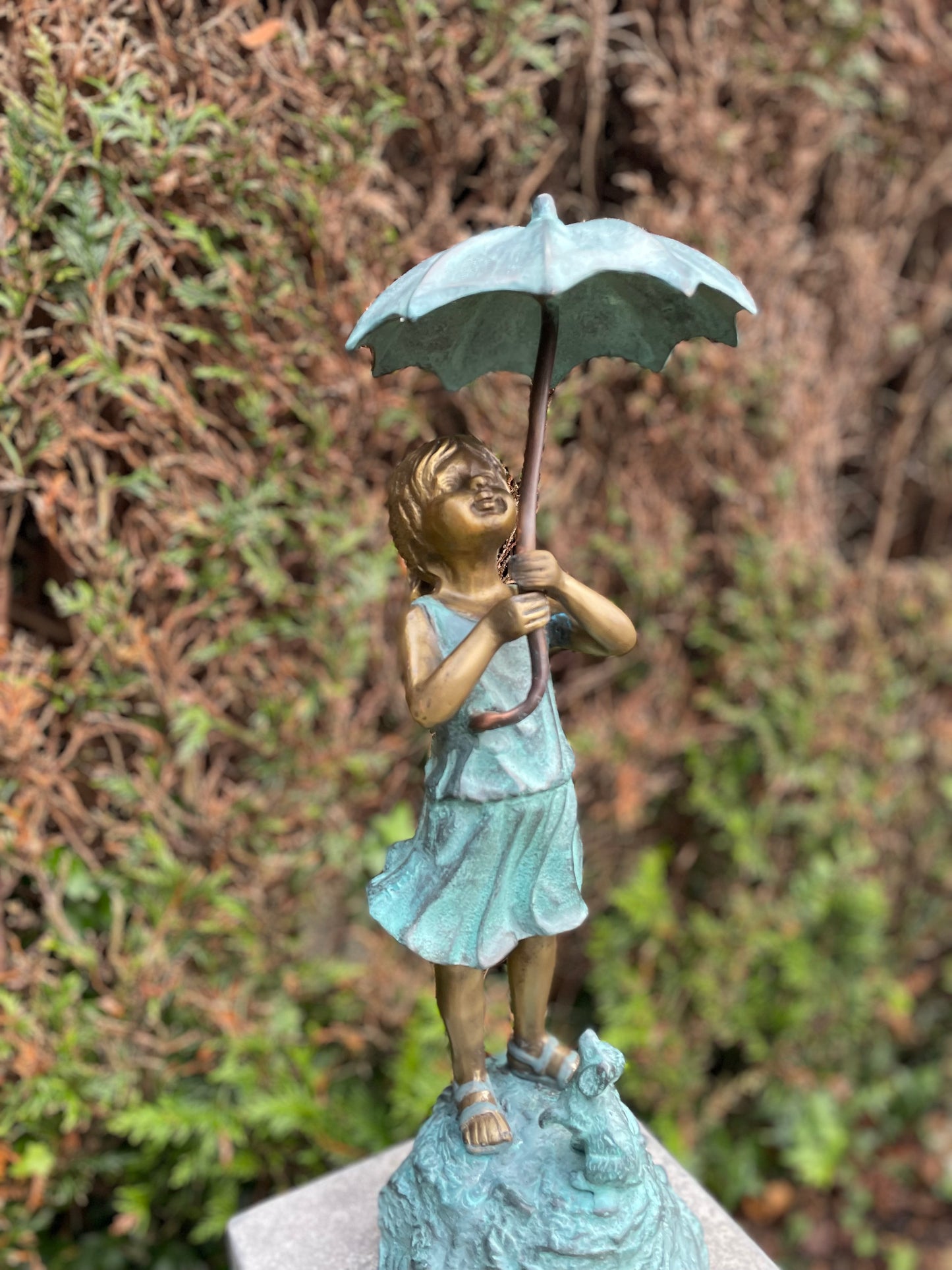 Girl with Umbrella – Bronze Sculpture. 22x18x50cm - 5.5Kg