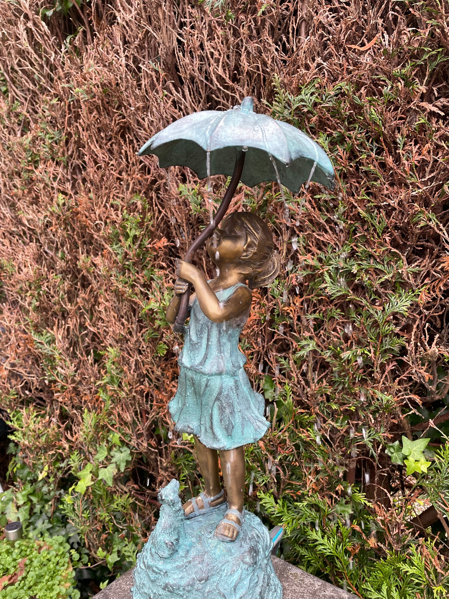 Girl with Umbrella – Bronze Sculpture. 22x18x50cm - 5.5Kg