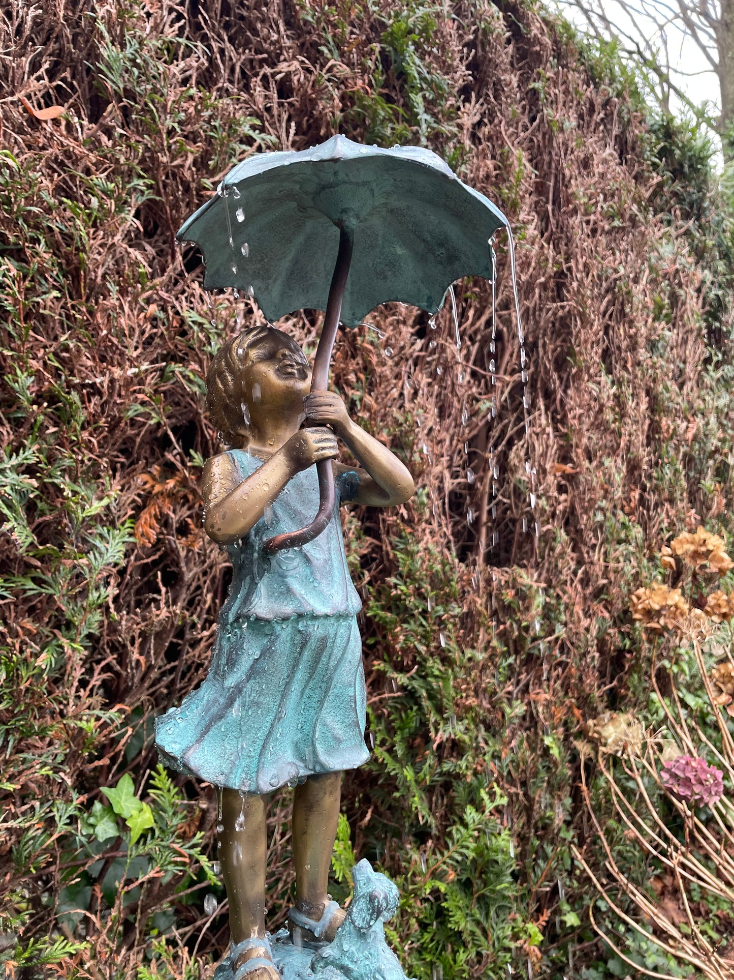 Girl with Umbrella – Bronze Sculpture. 22x18x50cm - 5.5Kg