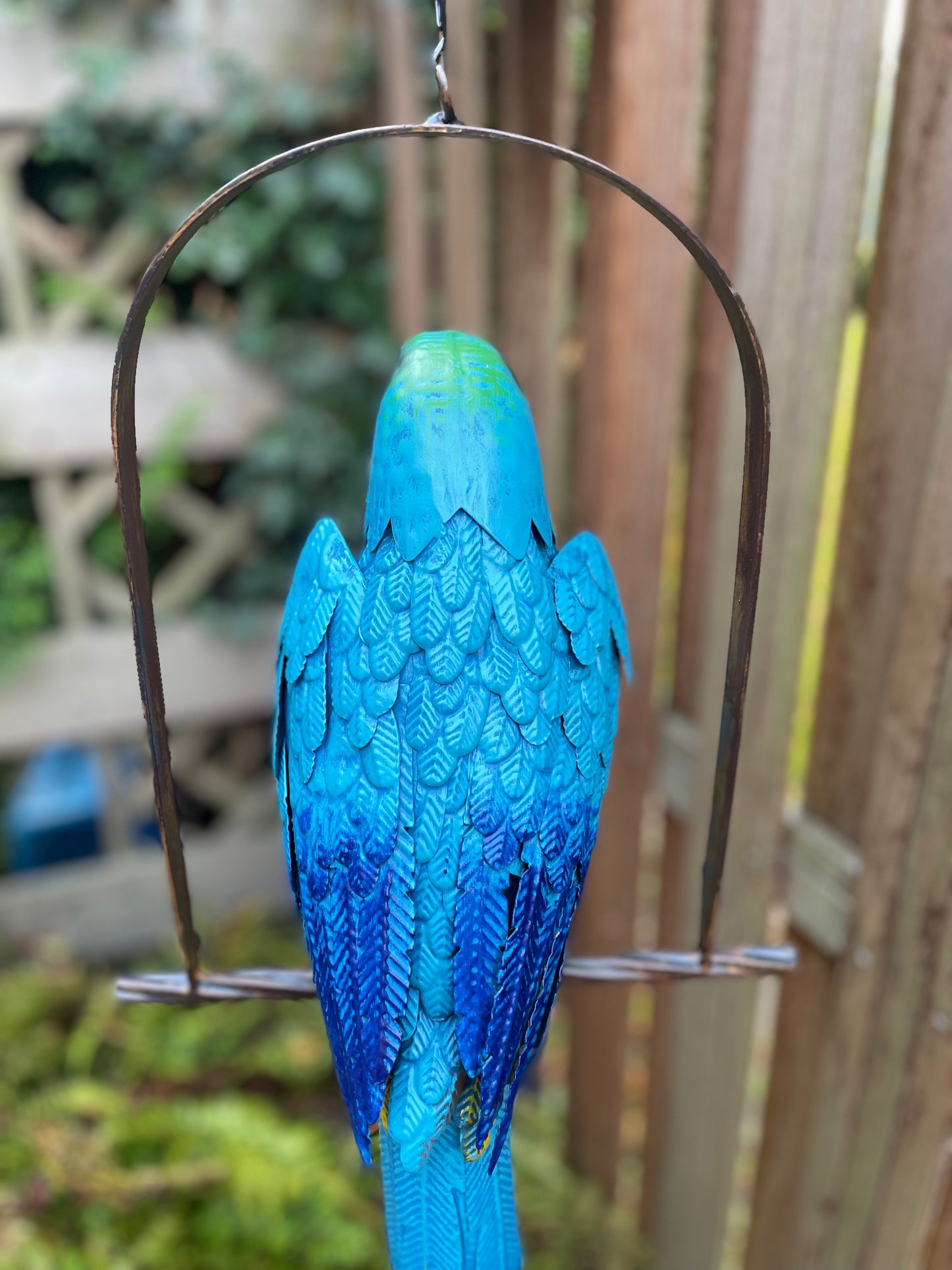 Hanging Macaw – Iron Sculpture. 28x16x95cm - 1Kg