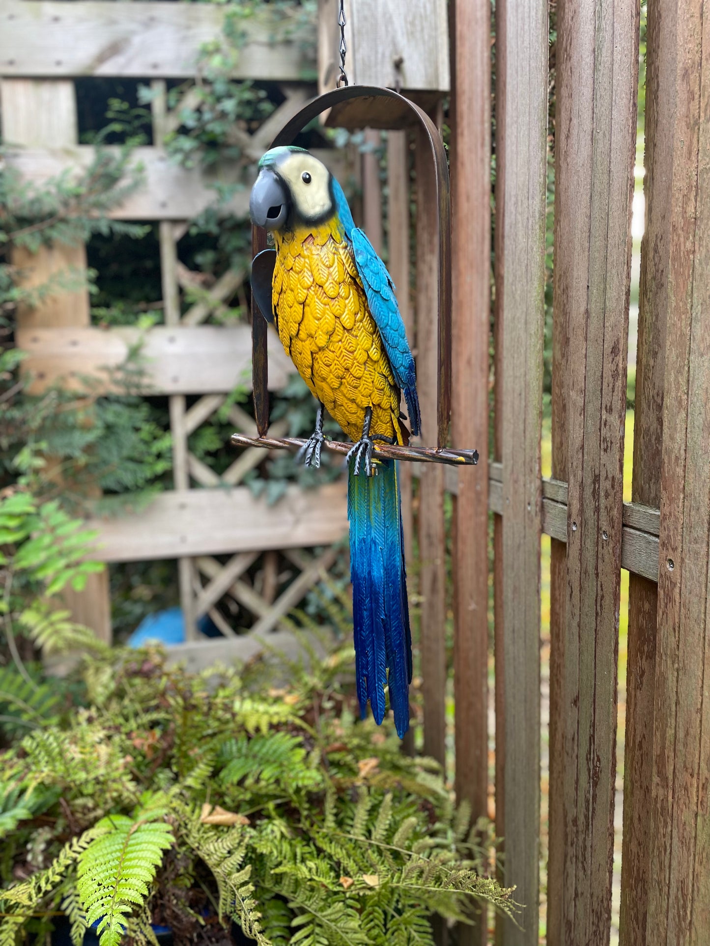 Hanging Macaw – Iron Sculpture. 28x16x95cm - 1Kg