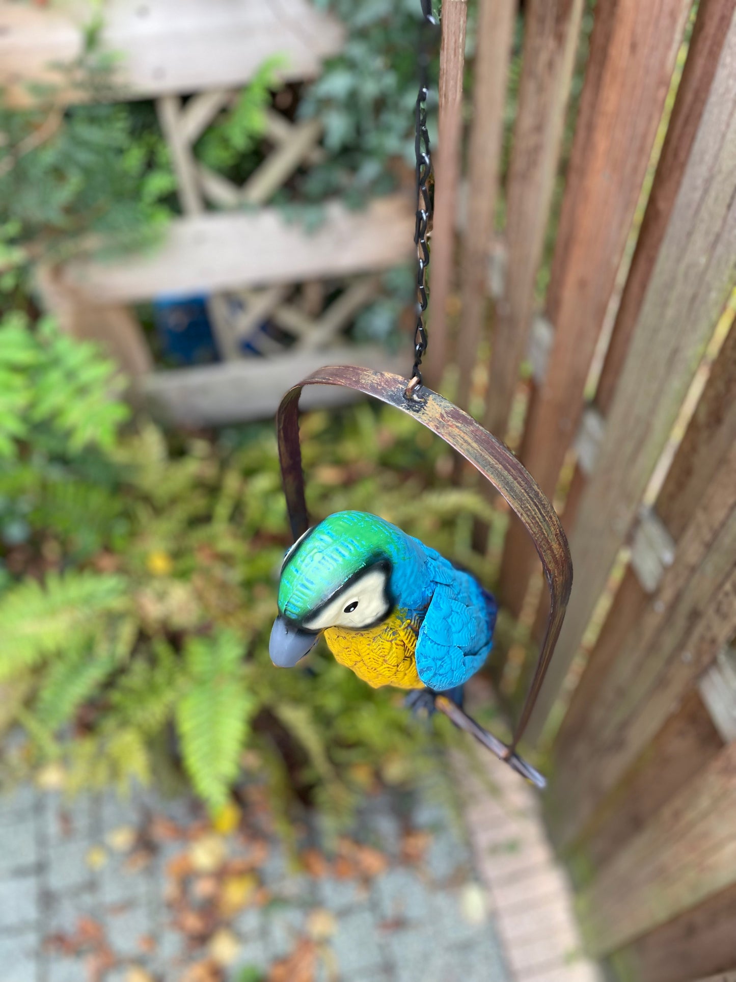 Hanging Macaw – Iron Sculpture. 28x16x95cm - 1Kg