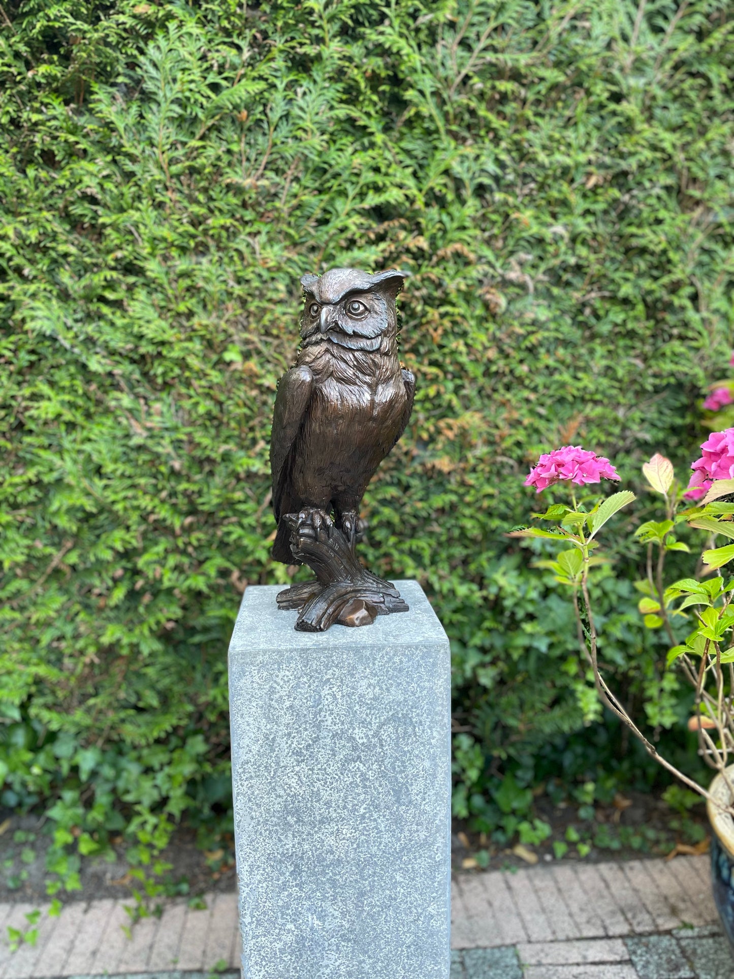 Owl on Watch – Bronze Sculpture. 20x17x42cm - 6Kg