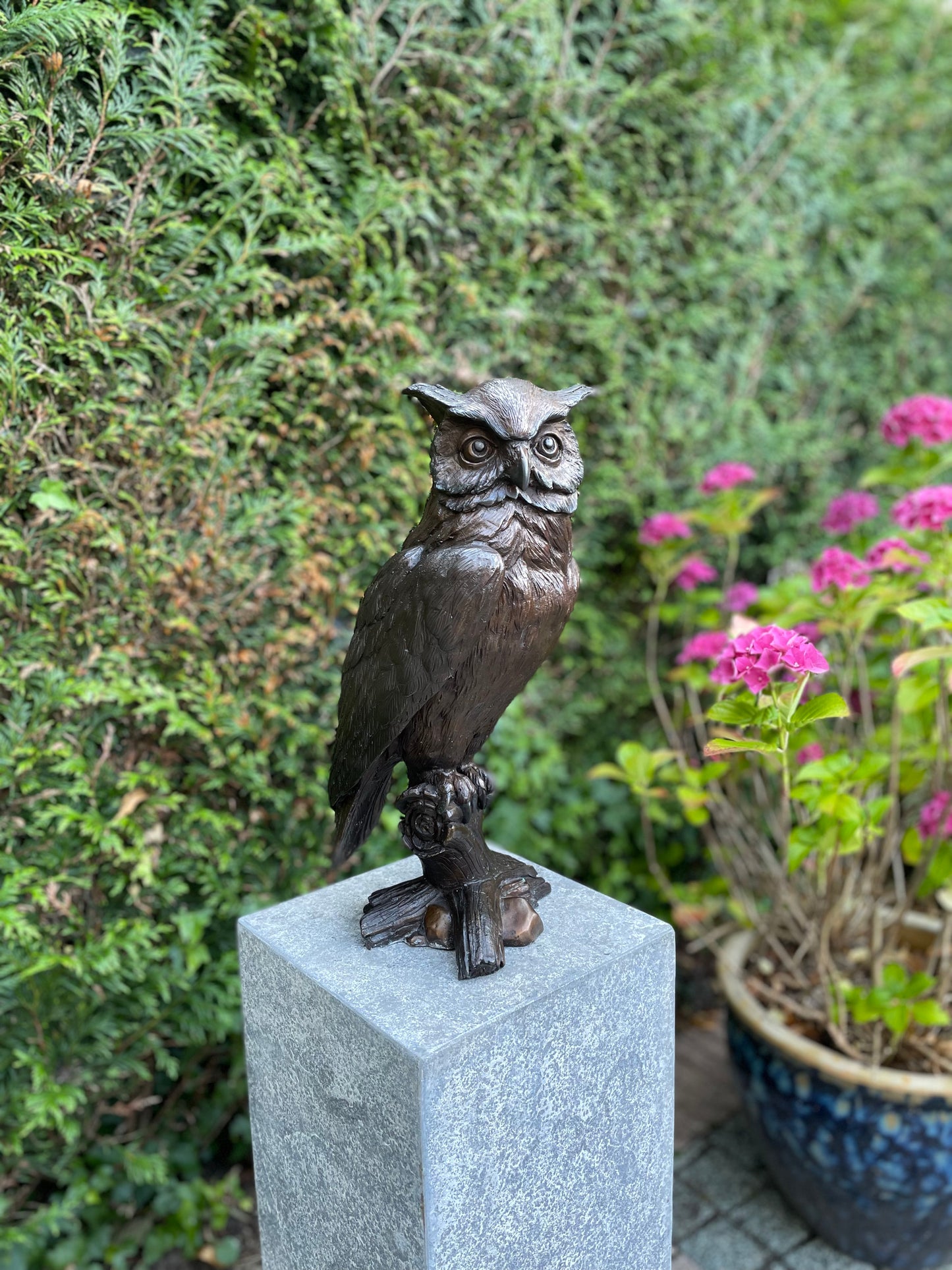 Owl on Watch – Bronze Sculpture. 20x17x42cm - 6Kg