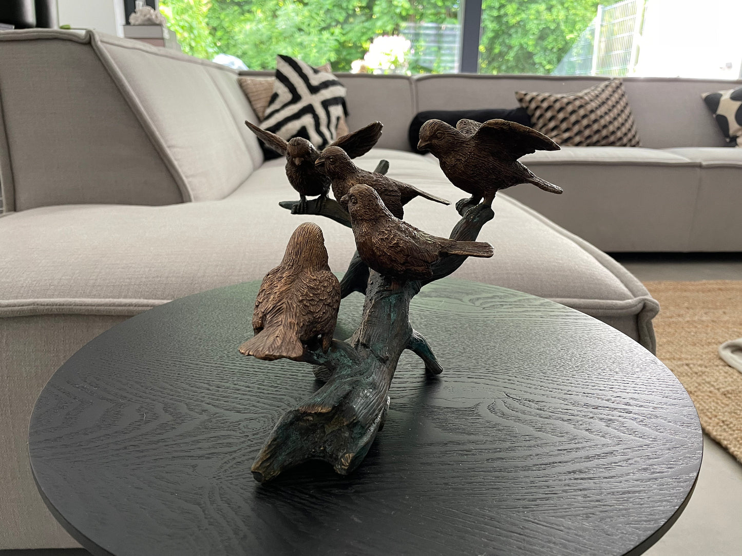 Bird Gathering on Branch – Bronze Sculpture. 29x19x19cm