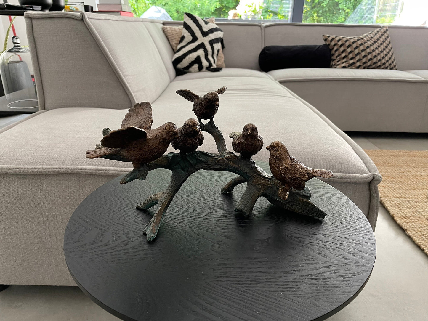 Bird Gathering on Branch – Bronze Sculpture. 29x19x19cm