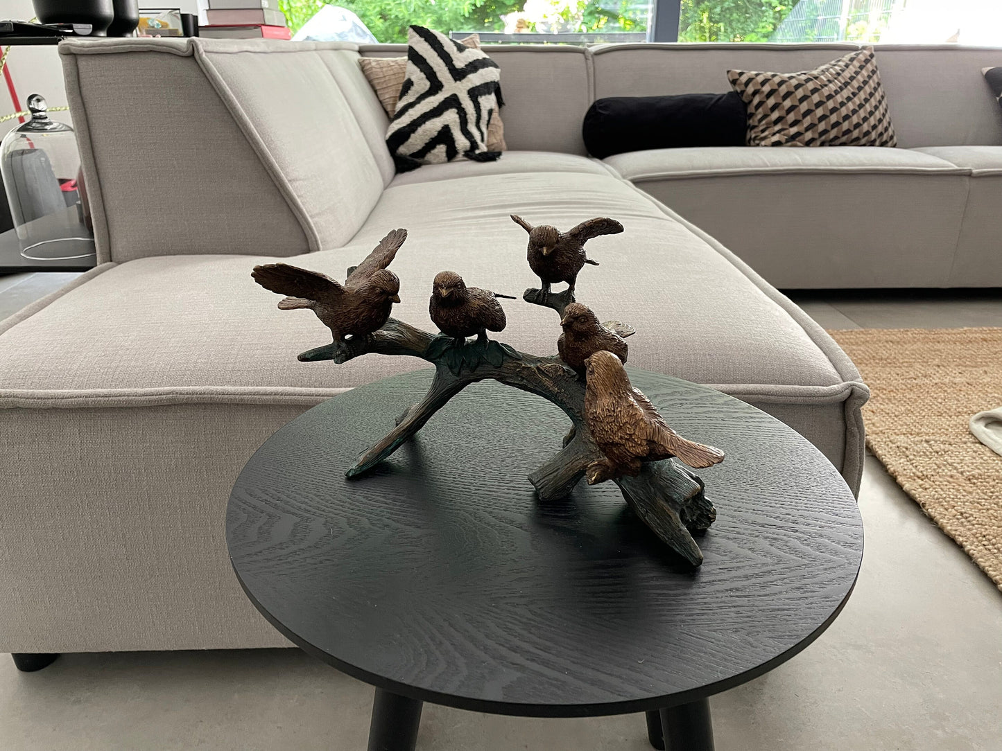 Bird Gathering on Branch – Bronze Sculpture. 29x19x19cm