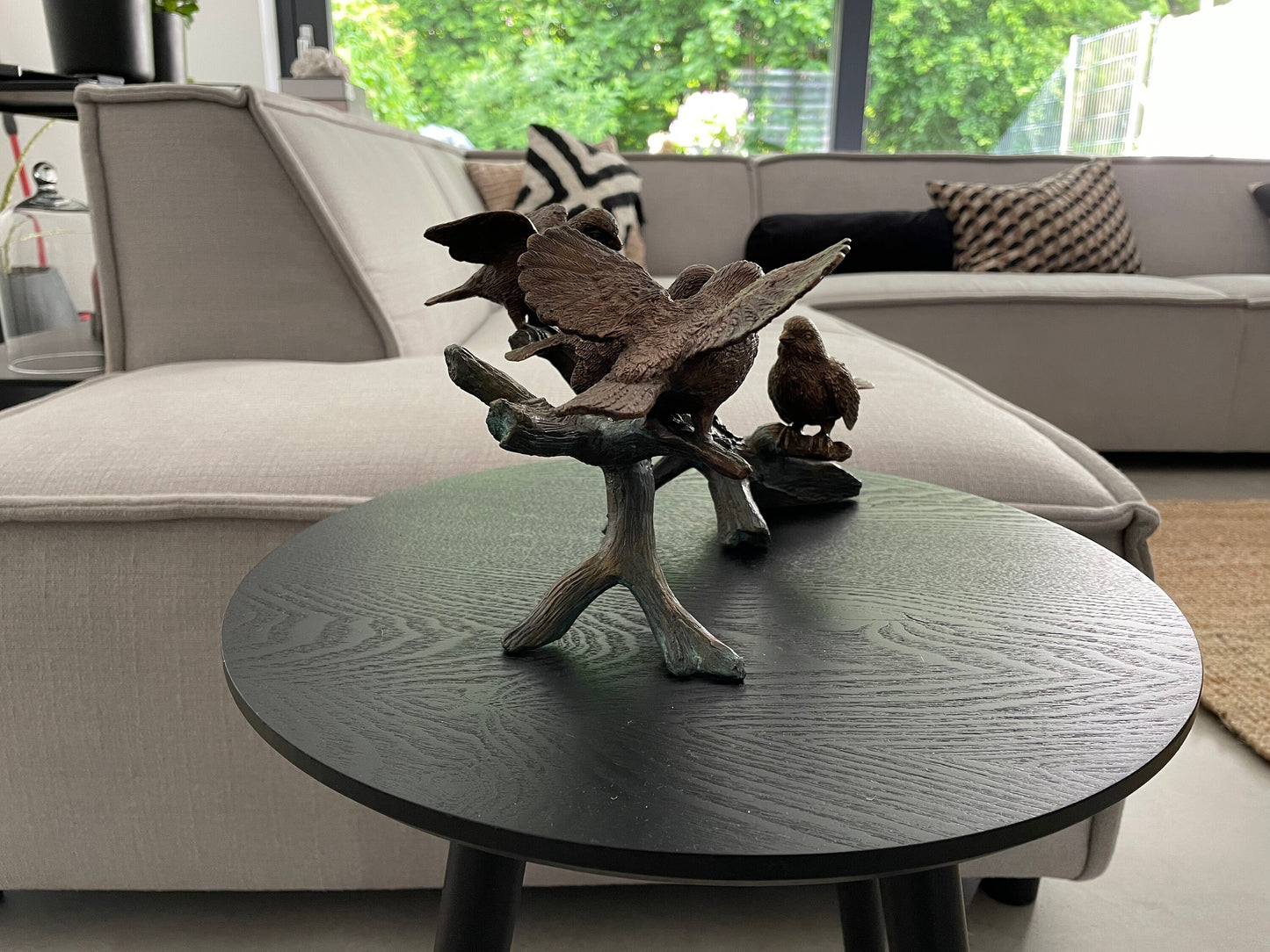Bird Gathering on Branch – Bronze Sculpture. 29x19x19cm
