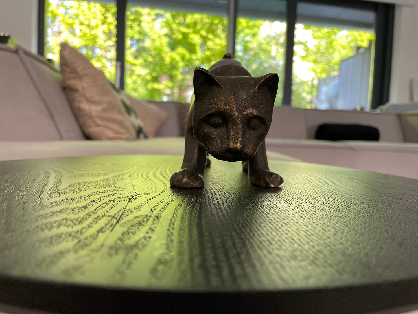 Playful Stalker Cat – Bronze Sculpture. 23x8x13cm