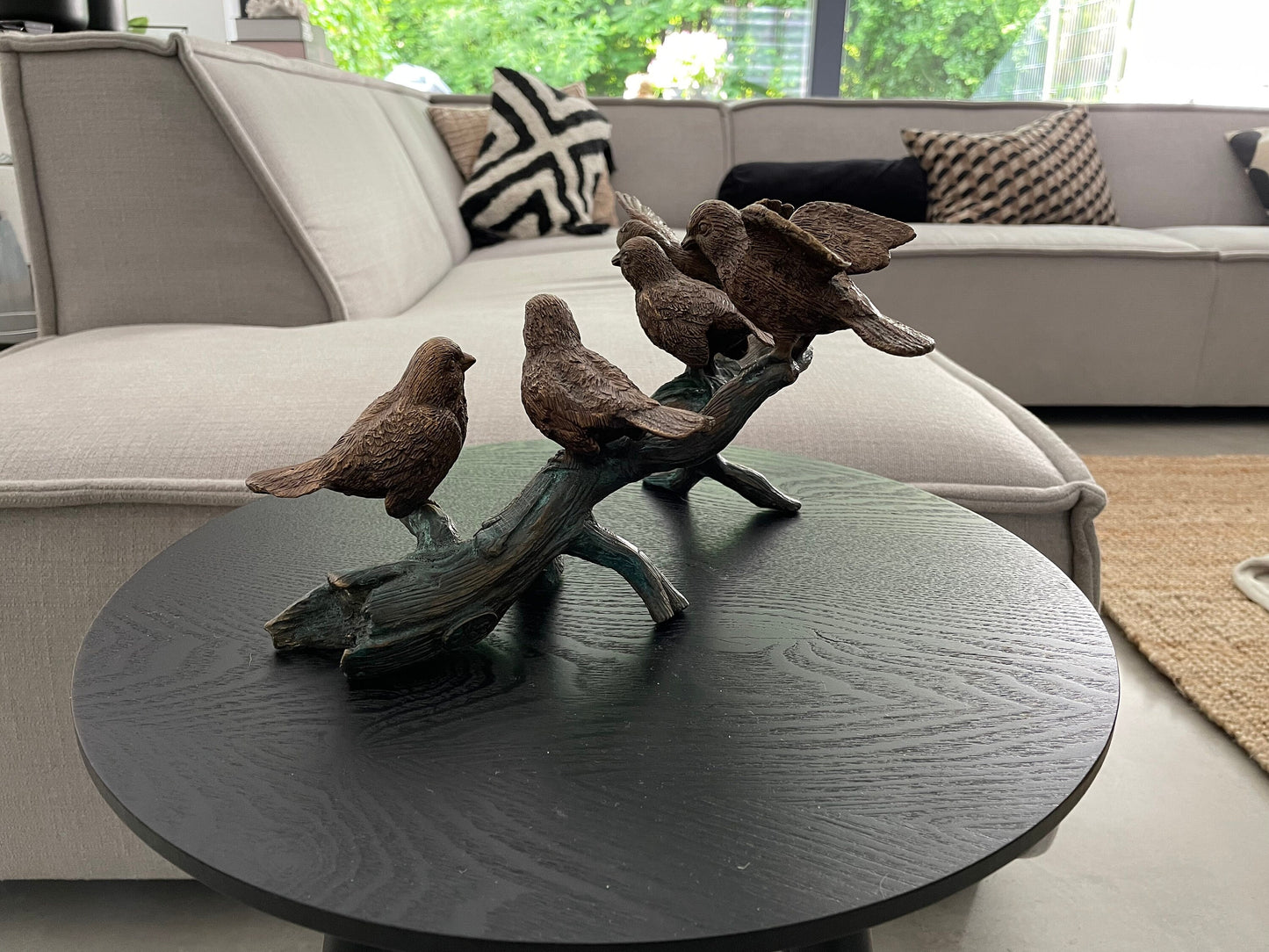 Bird Gathering on Branch – Bronze Sculpture. 29x19x19cm