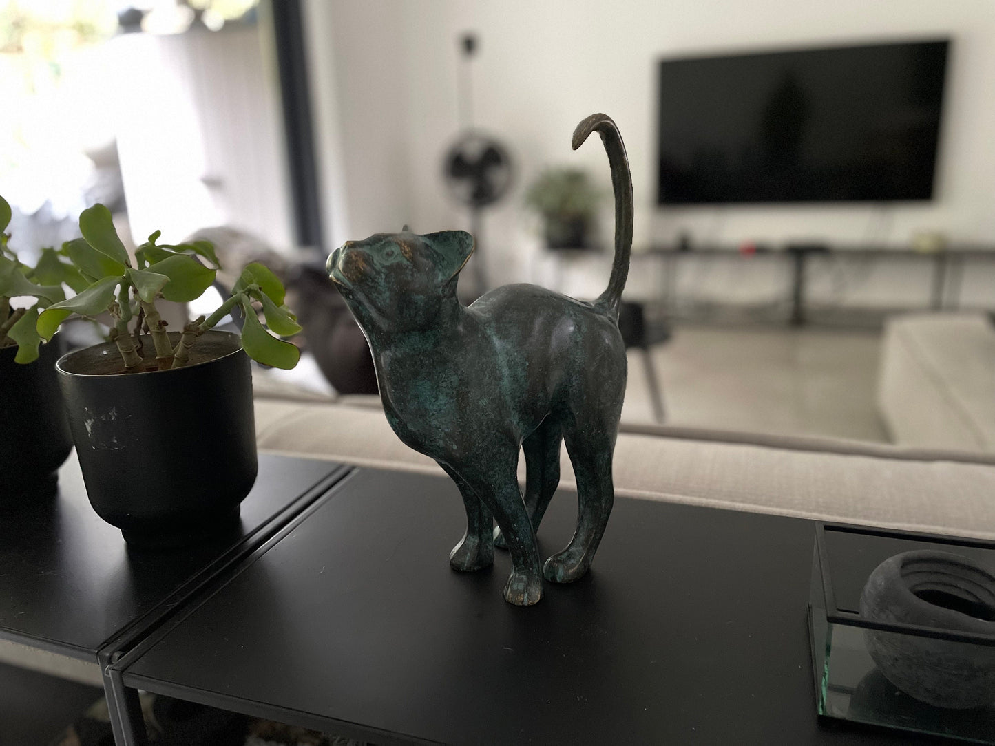 Upward Gaze Cat – Bronze Sculpture. 24x8x31cm