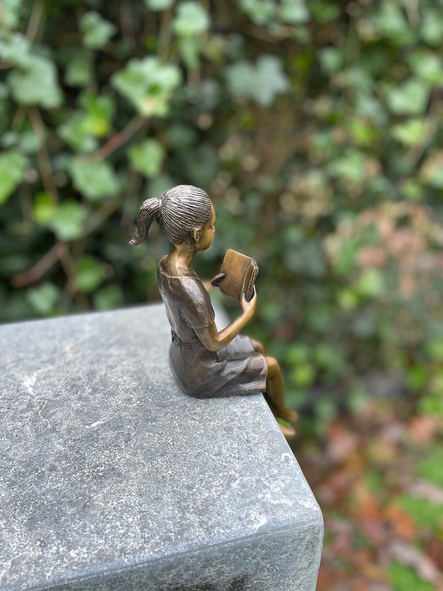 Reading in Silence – Bronze Sculpture. 7x11x22cm - 0.8Kg