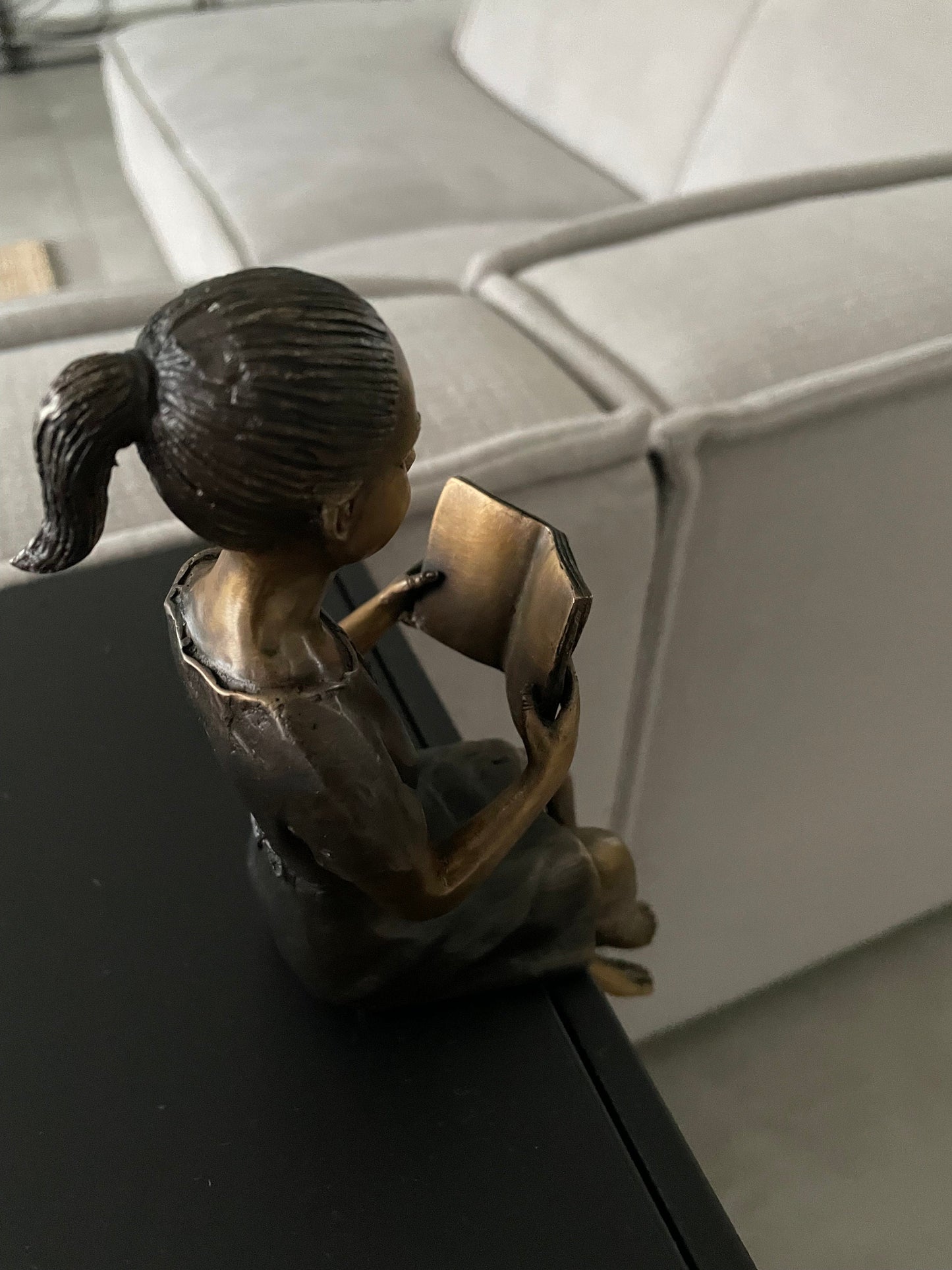 Reading in Silence – Bronze Sculpture. 7x11x22cm - 0.8Kg