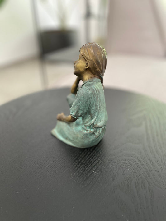 Dreaming Girl – Bronze Sculpture. 9x10x13cm