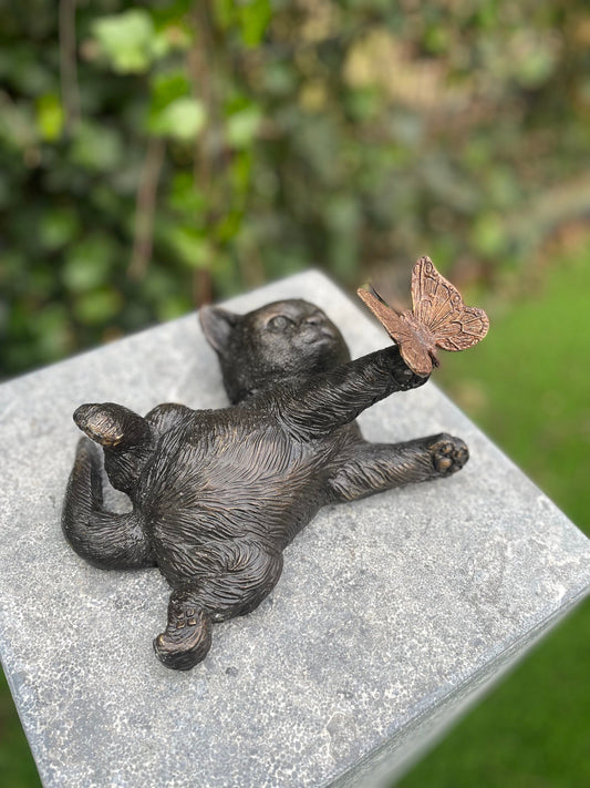 Playful Kitten – Bronze Sculpture. 11x16x22cm - 1.2Kg