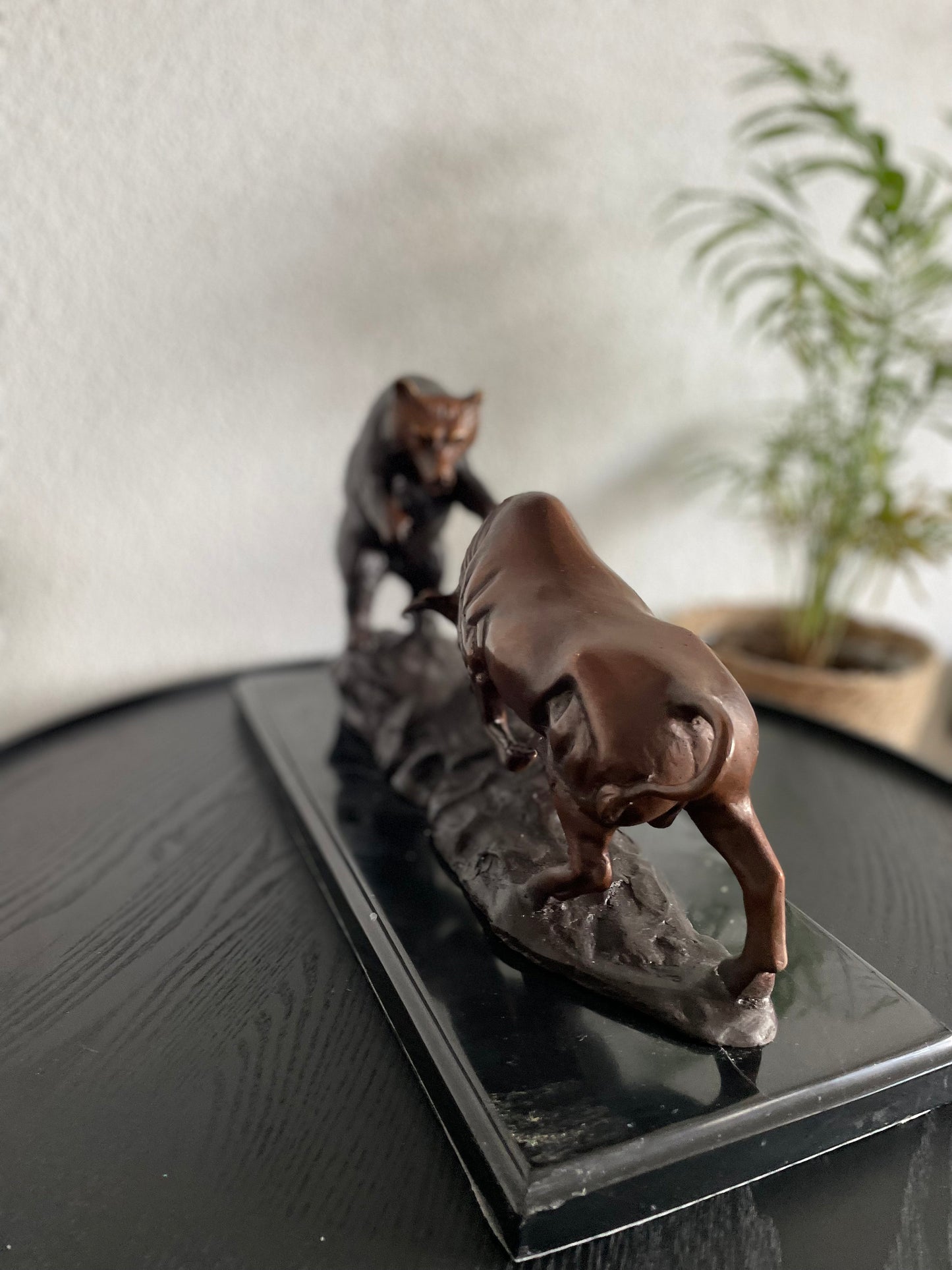 Bull and Bear Clash – Bronze Sculpture. 44x18x25cm - 8.2Kg