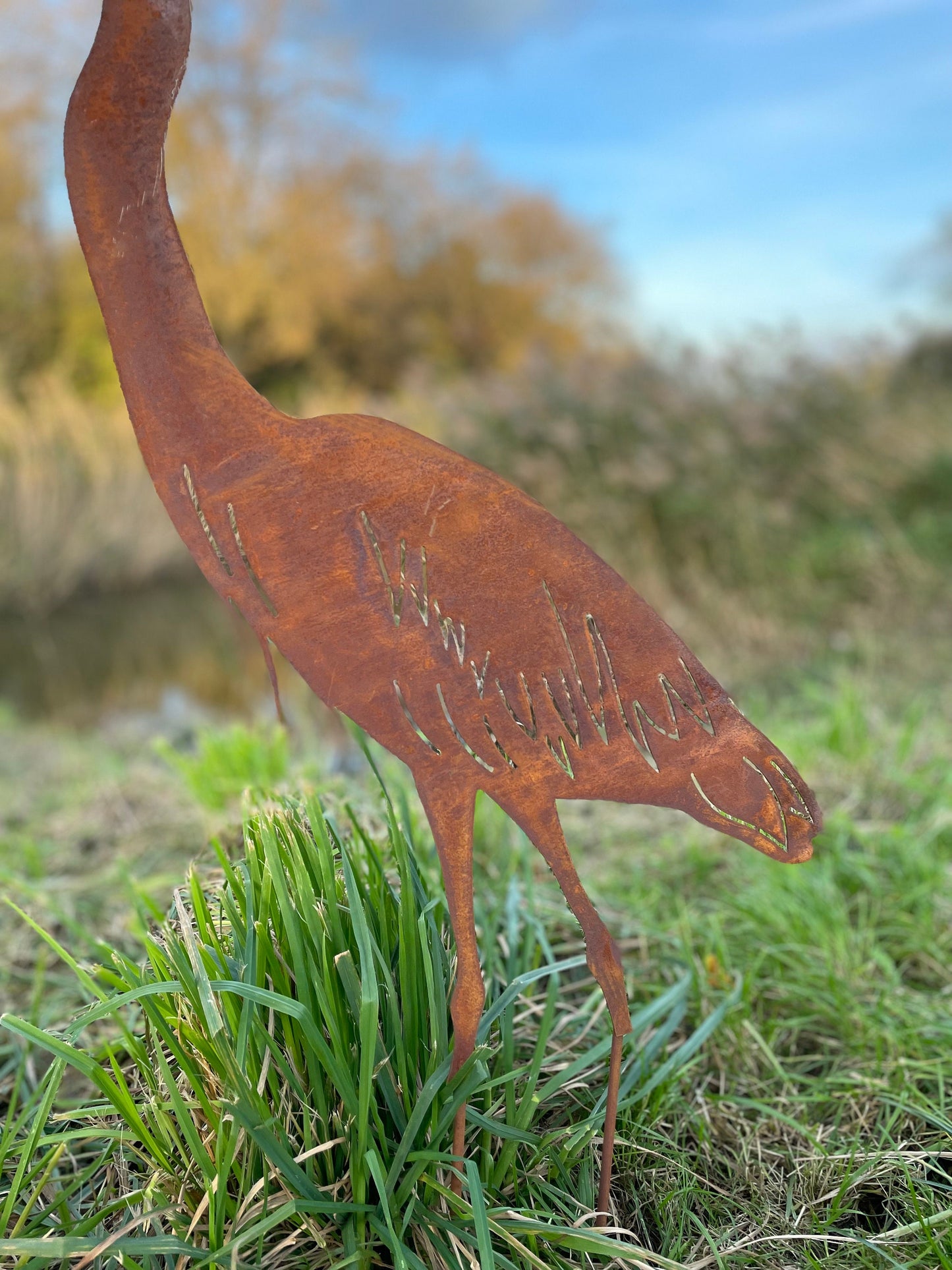 Standing Heron – Iron Sculpture. 55x1x84cm