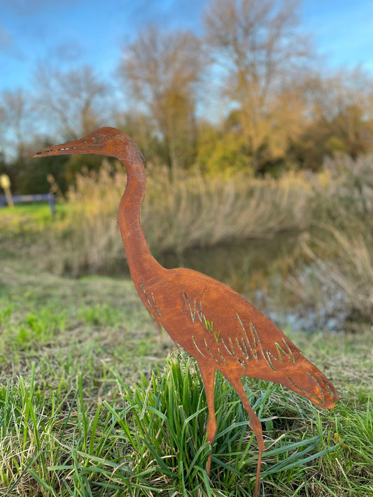 Standing Heron – Iron Sculpture. 55x1x84cm