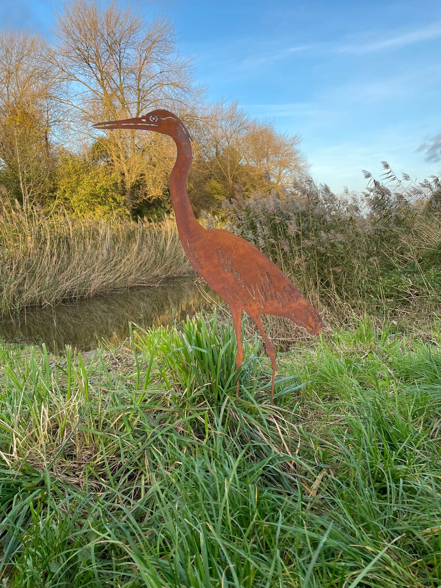 Standing Heron – Iron Sculpture. 55x1x84cm