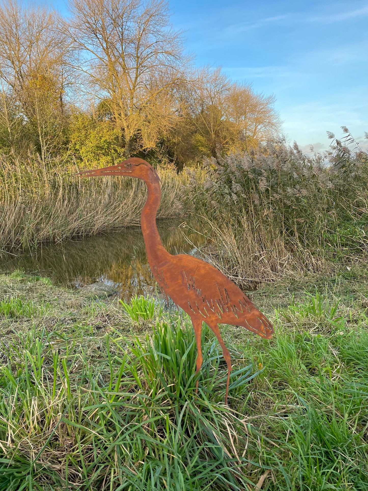 Standing Heron – Iron Sculpture. 55x1x84cm
