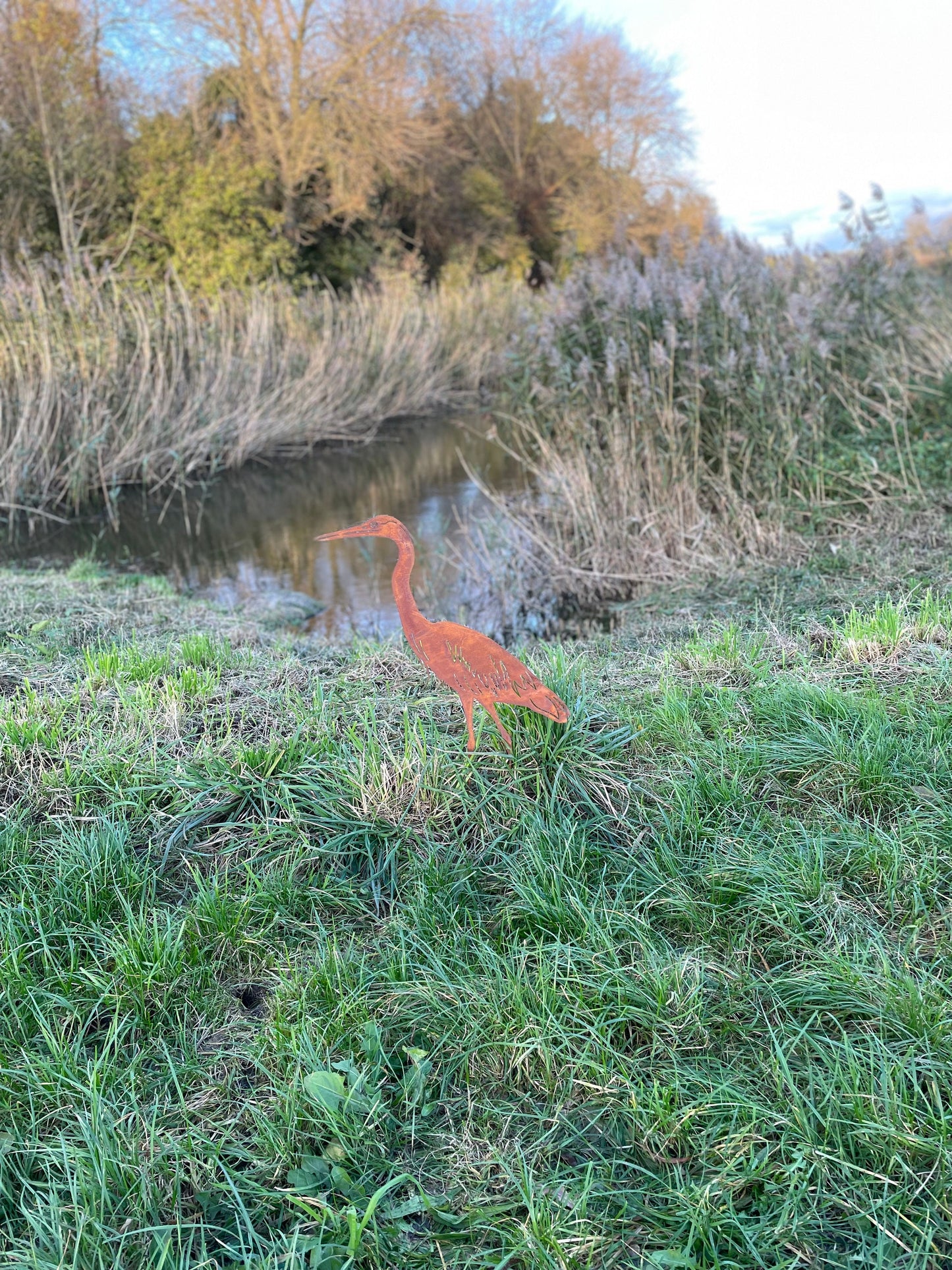 Standing Heron – Iron Sculpture. 55x1x84cm