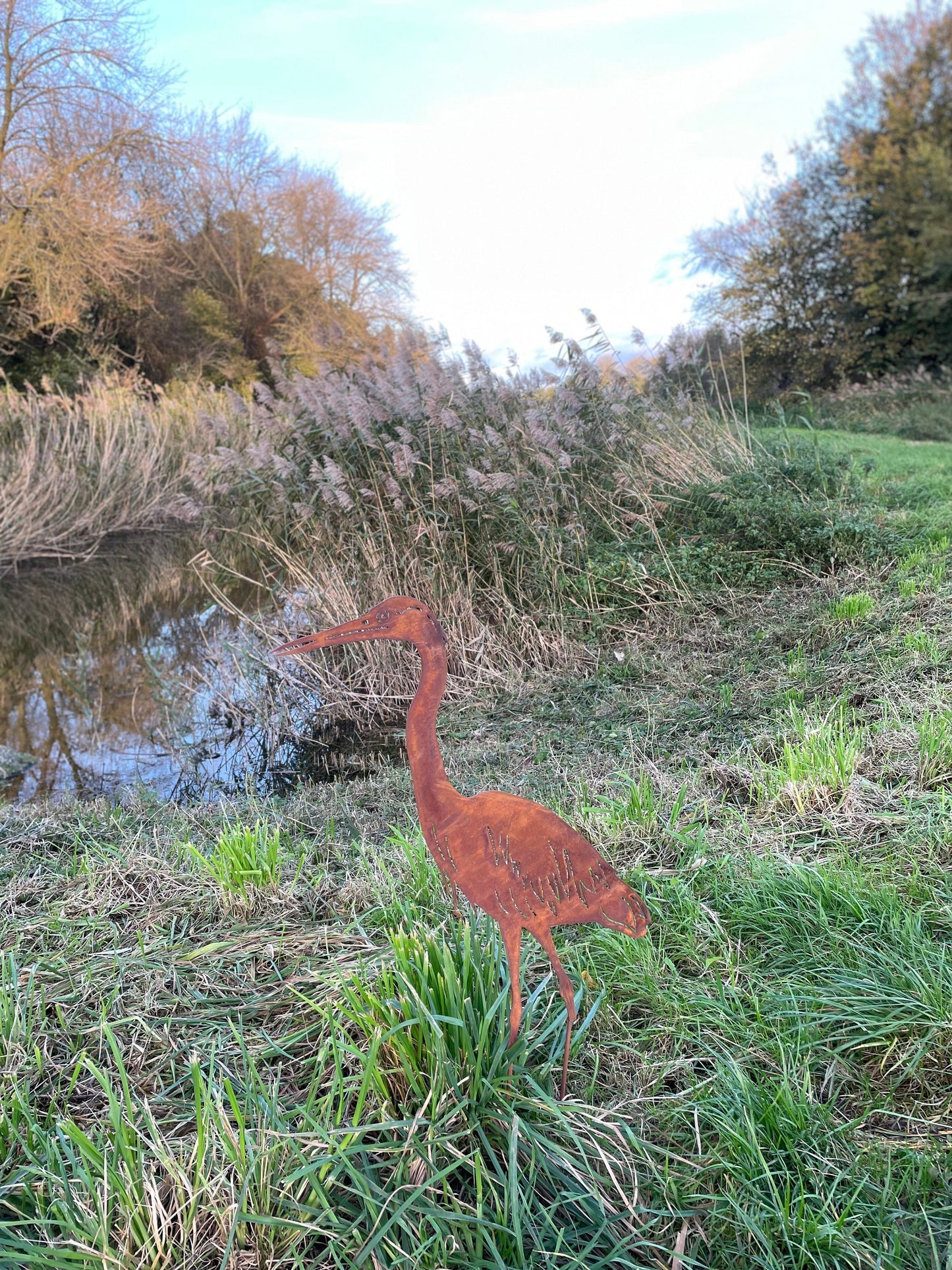 Standing Heron – Iron Sculpture. 55x1x84cm