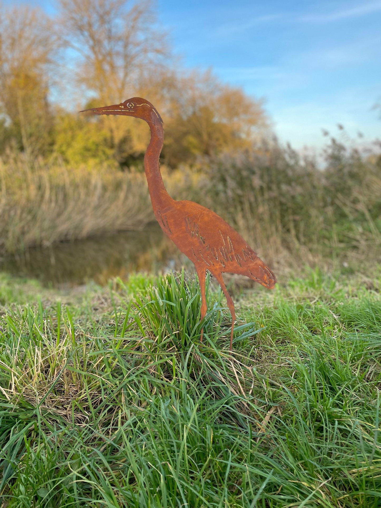 Standing Heron – Iron Sculpture. 55x1x84cm