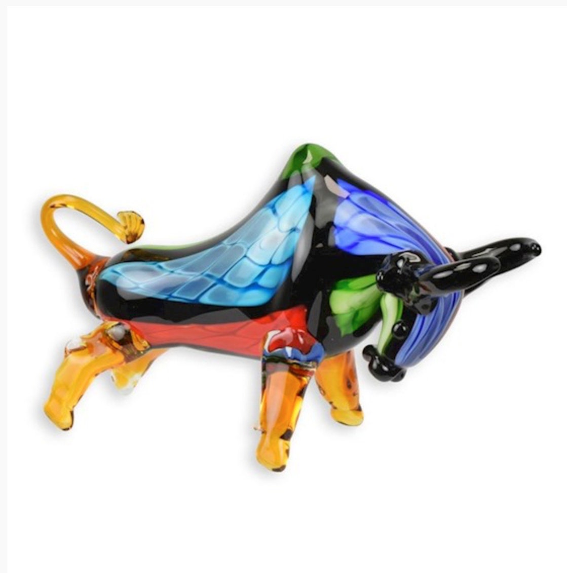 Colorful Bull – Glass Sculpture. 18x10x31cm - 2.4Kg