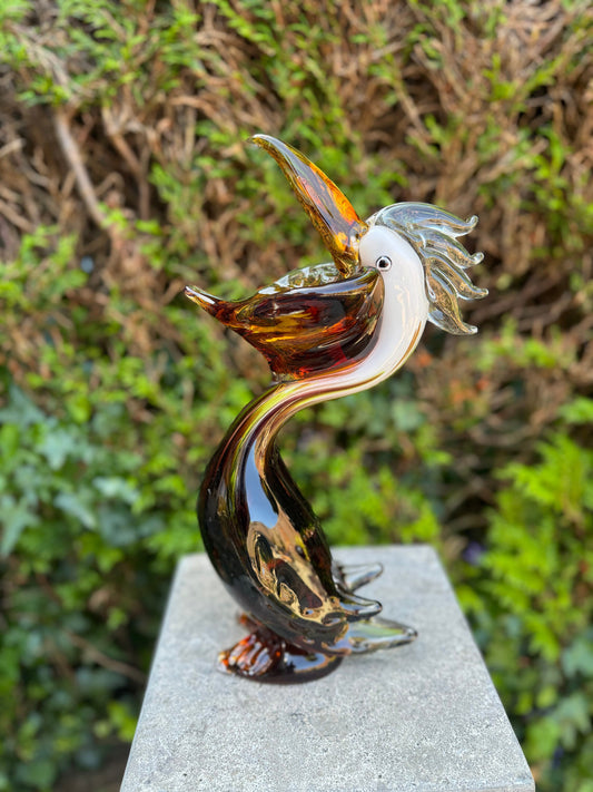 Colorful Pelican – Glass Sculpture. 37x9x15cm - 2.6Kg