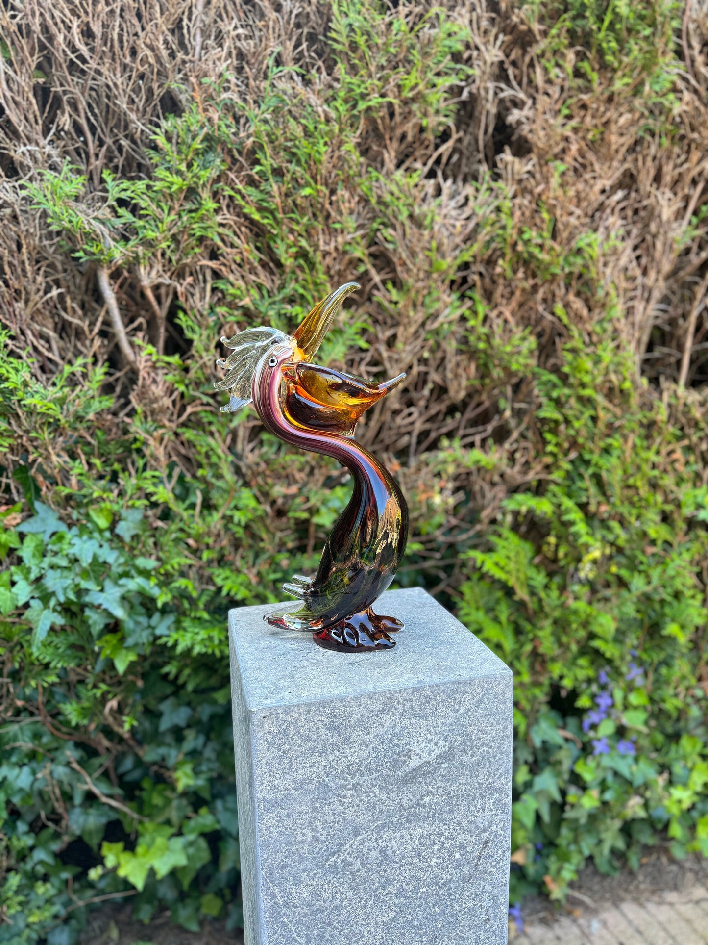 Colorful Pelican – Glass Sculpture. 37x9x15cm - 2.6Kg