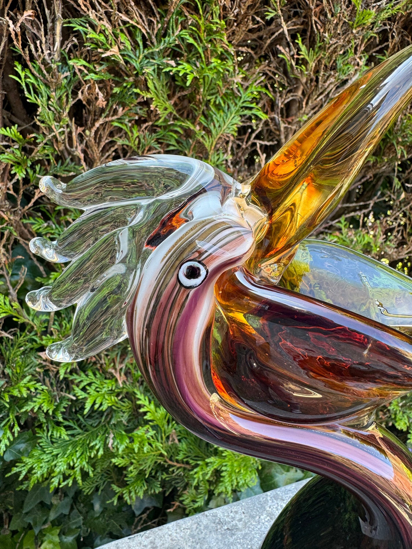 Colorful Pelican – Glass Sculpture. 37x9x15cm - 2.6Kg