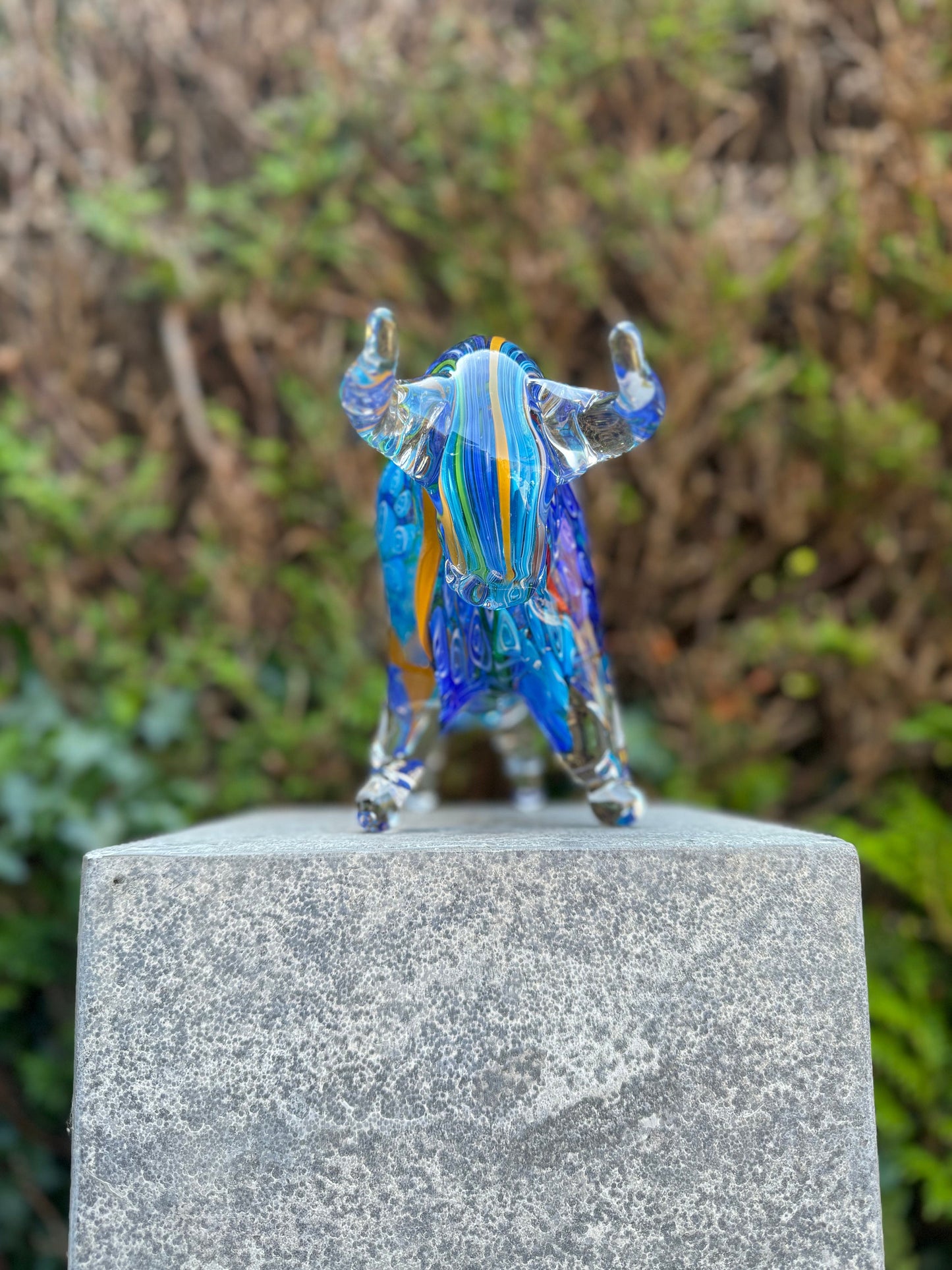 Blue Energy Bull – Glass Sculpture. 20x10x31cm - 3.54Kg