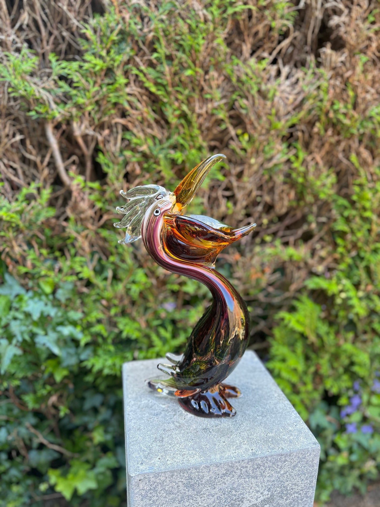 Colorful Pelican – Glass Sculpture. 37x9x15cm - 2.6Kg