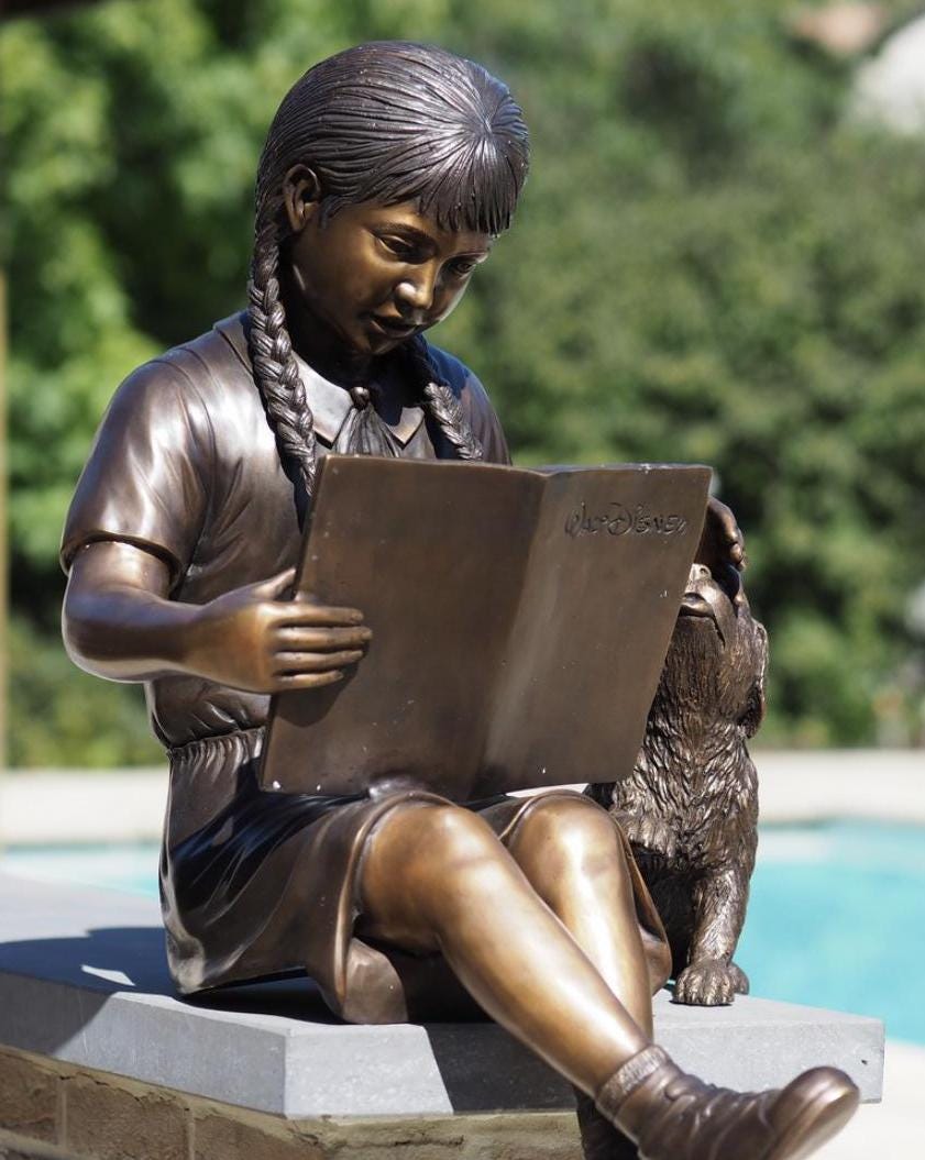 Reading Together – Bronze Sculpture. 70x59x70cm
