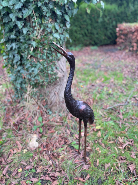 Garden Crane – Bronze Sculpture. 20x14x61cm - 2Kg
