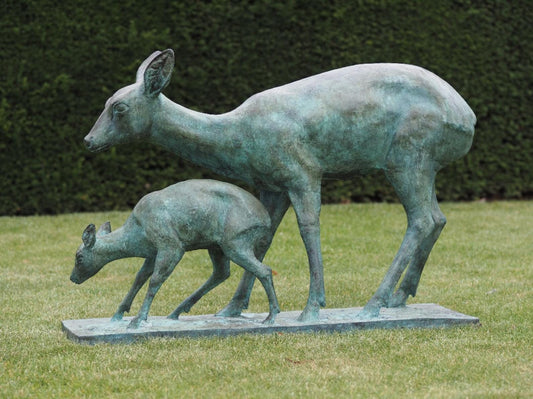 Mother and Fawn – Bronze Sculpture. 115x35x80cm - 10Kg