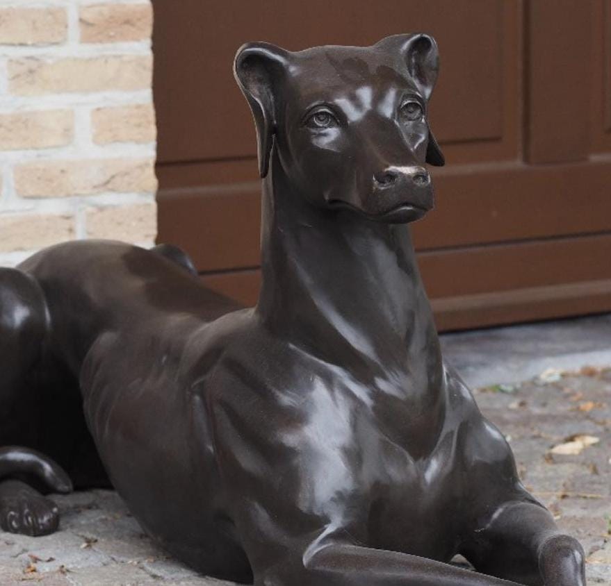 Resting Greyhound – Bronze Sculpture. 130x31x51cm - 12Kg