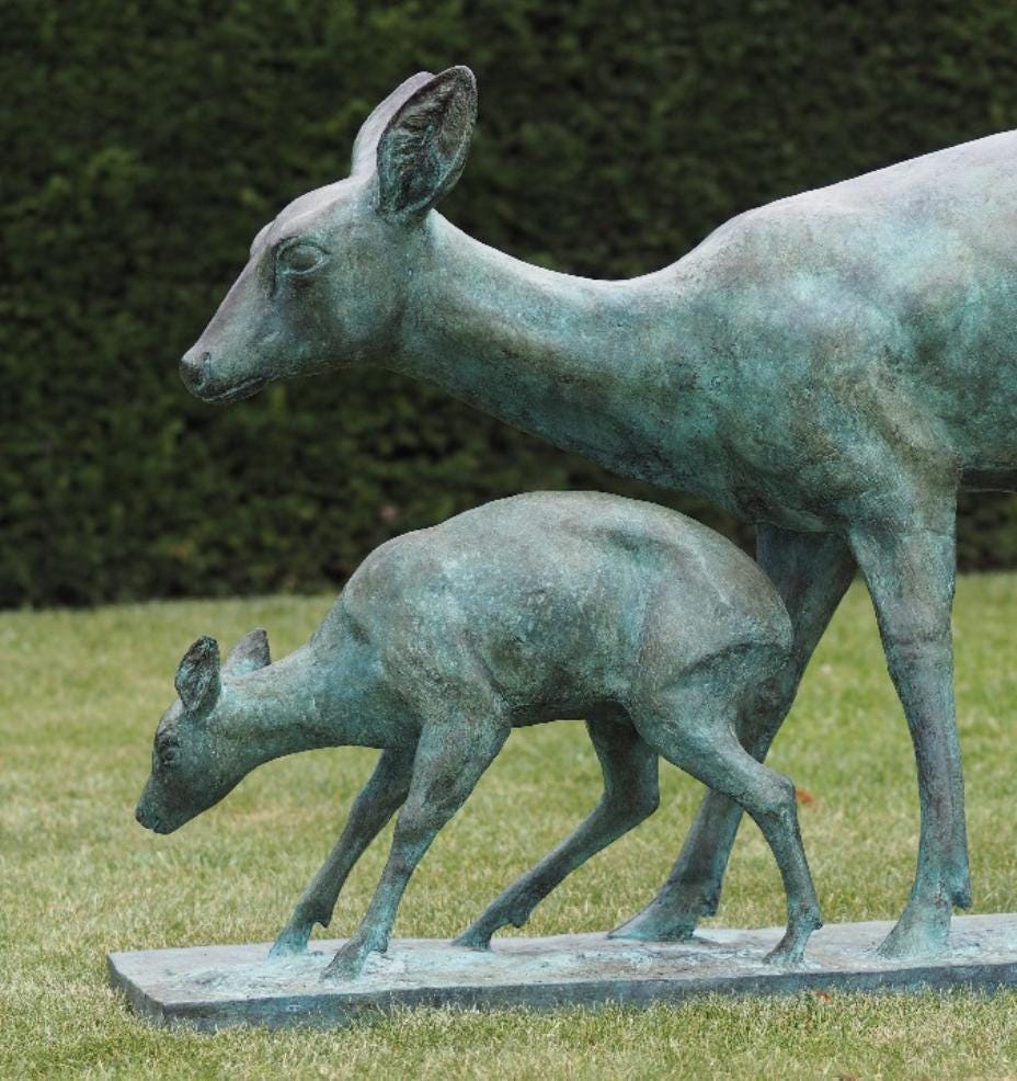 Mother and Fawn – Bronze Sculpture. 115x35x80cm - 10Kg