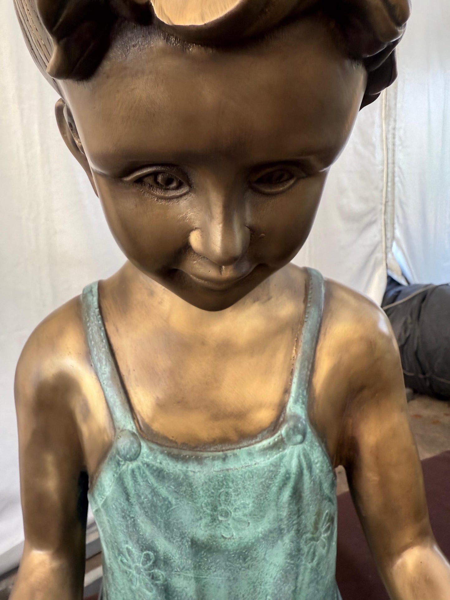 Reading Girl in Dress – Bronze Sculpture. 23x24x40cm