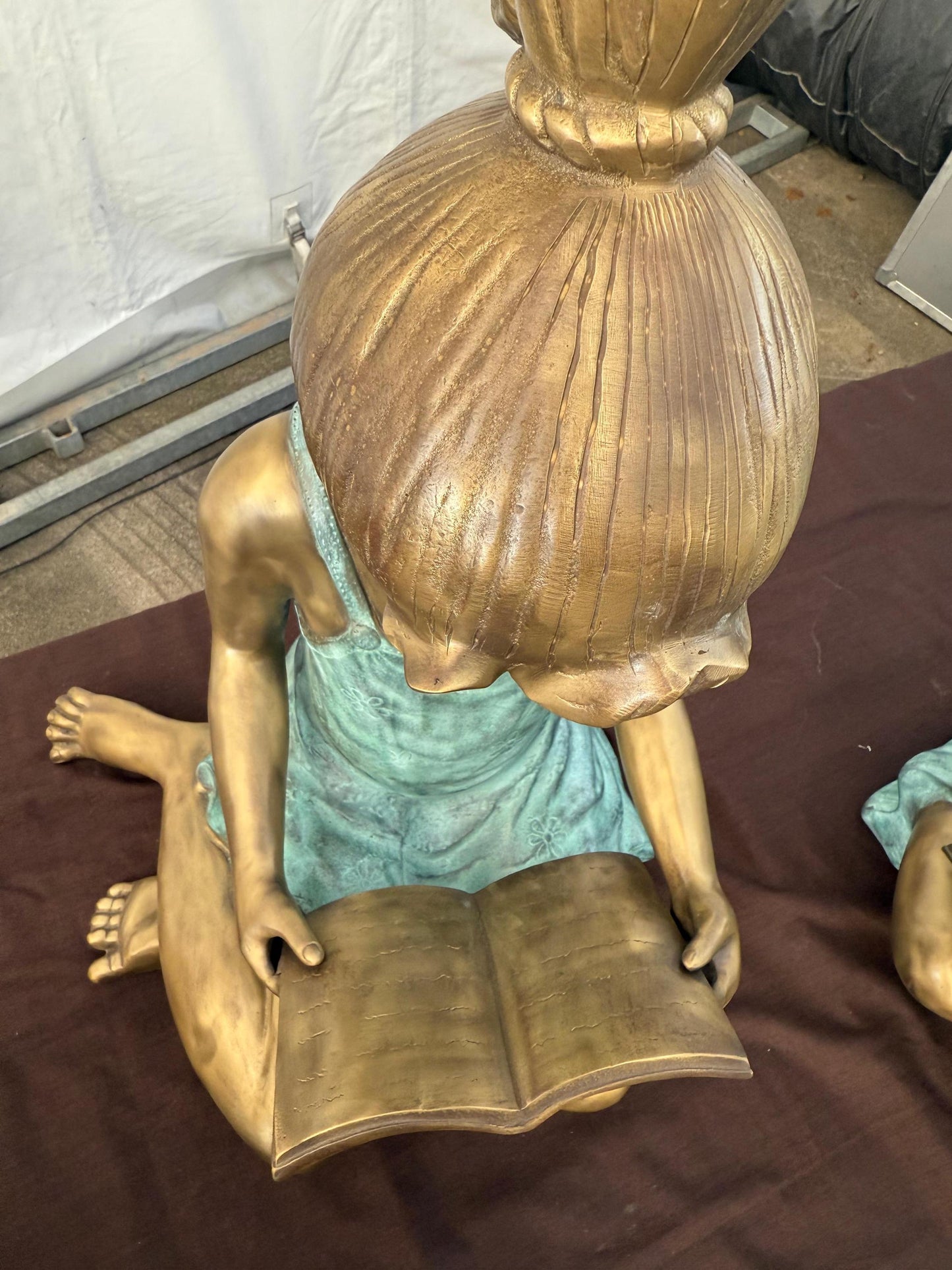 Reading Girl in Dress – Bronze Sculpture. 23x24x40cm