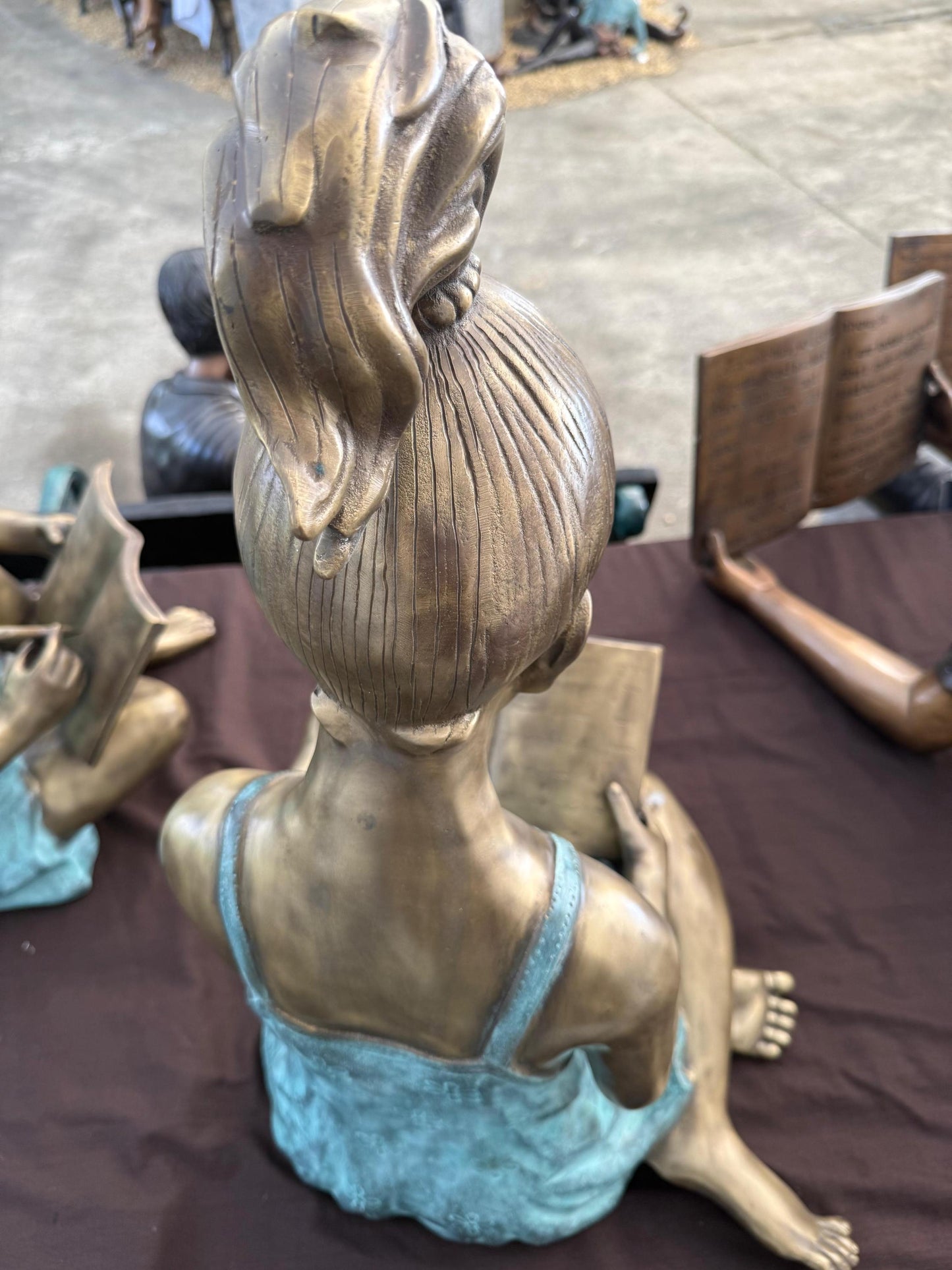 Reading Girl in Dress – Bronze Sculpture. 23x24x40cm