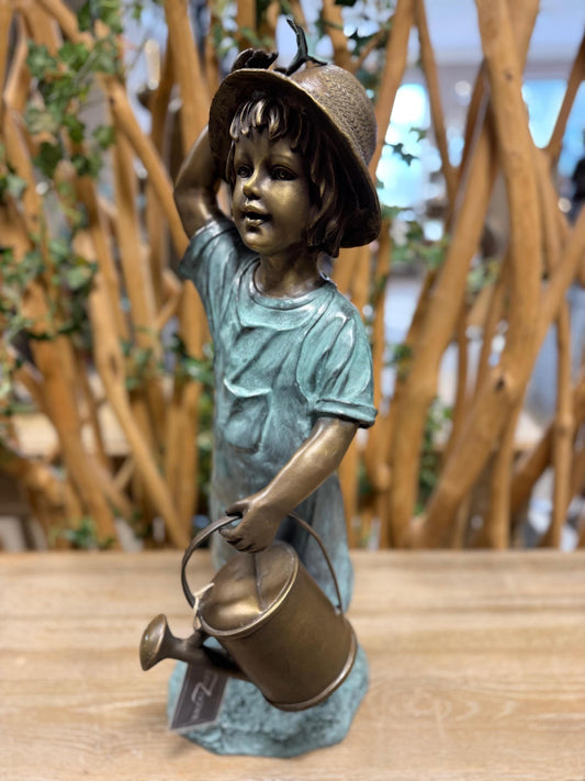 Girl with Watering Can – Bronze Sculpture. 24x23x60cm