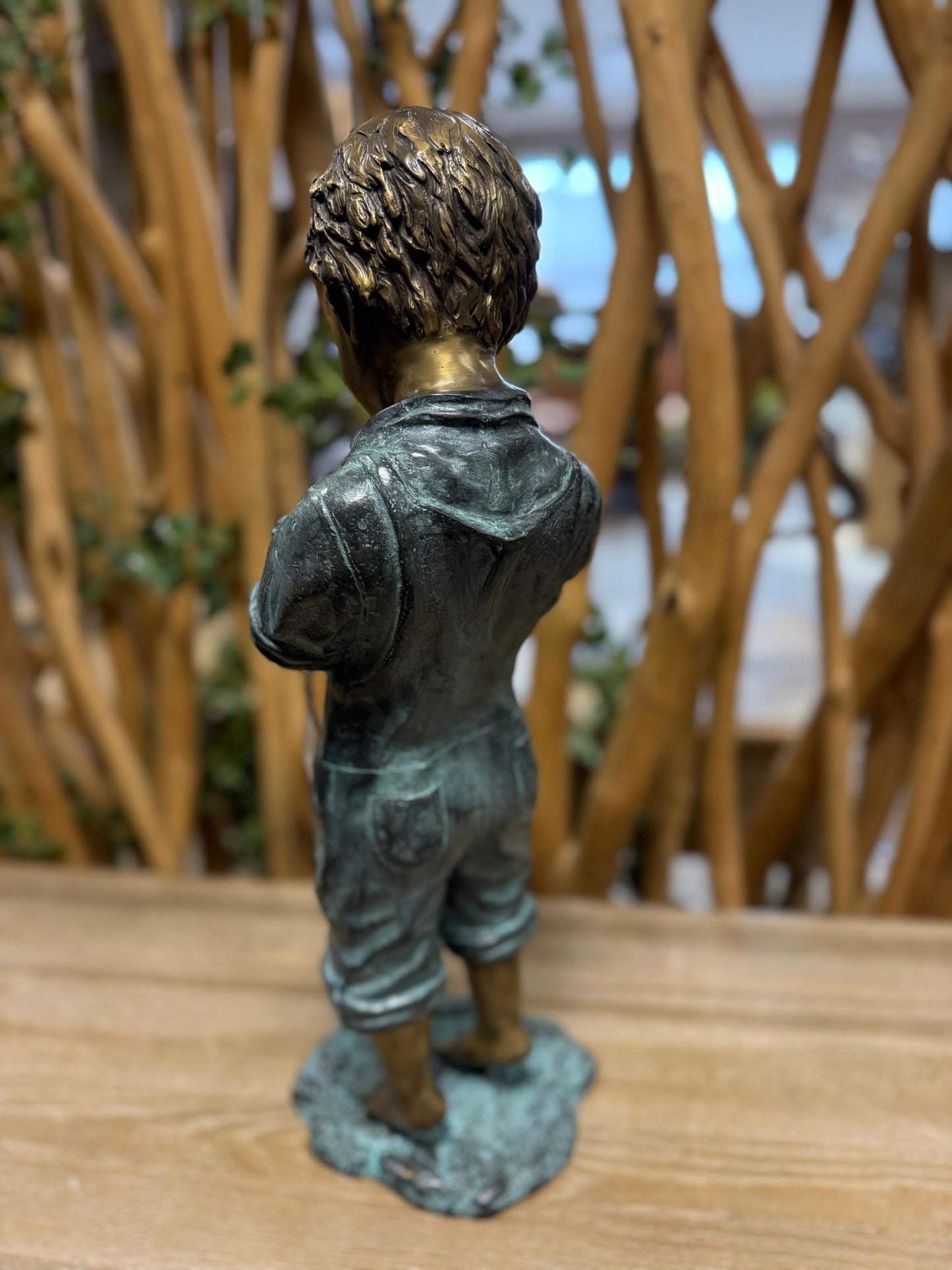 Boy with Bird – Bronze Sculpture. 19x17x53cm - 6.1Kg